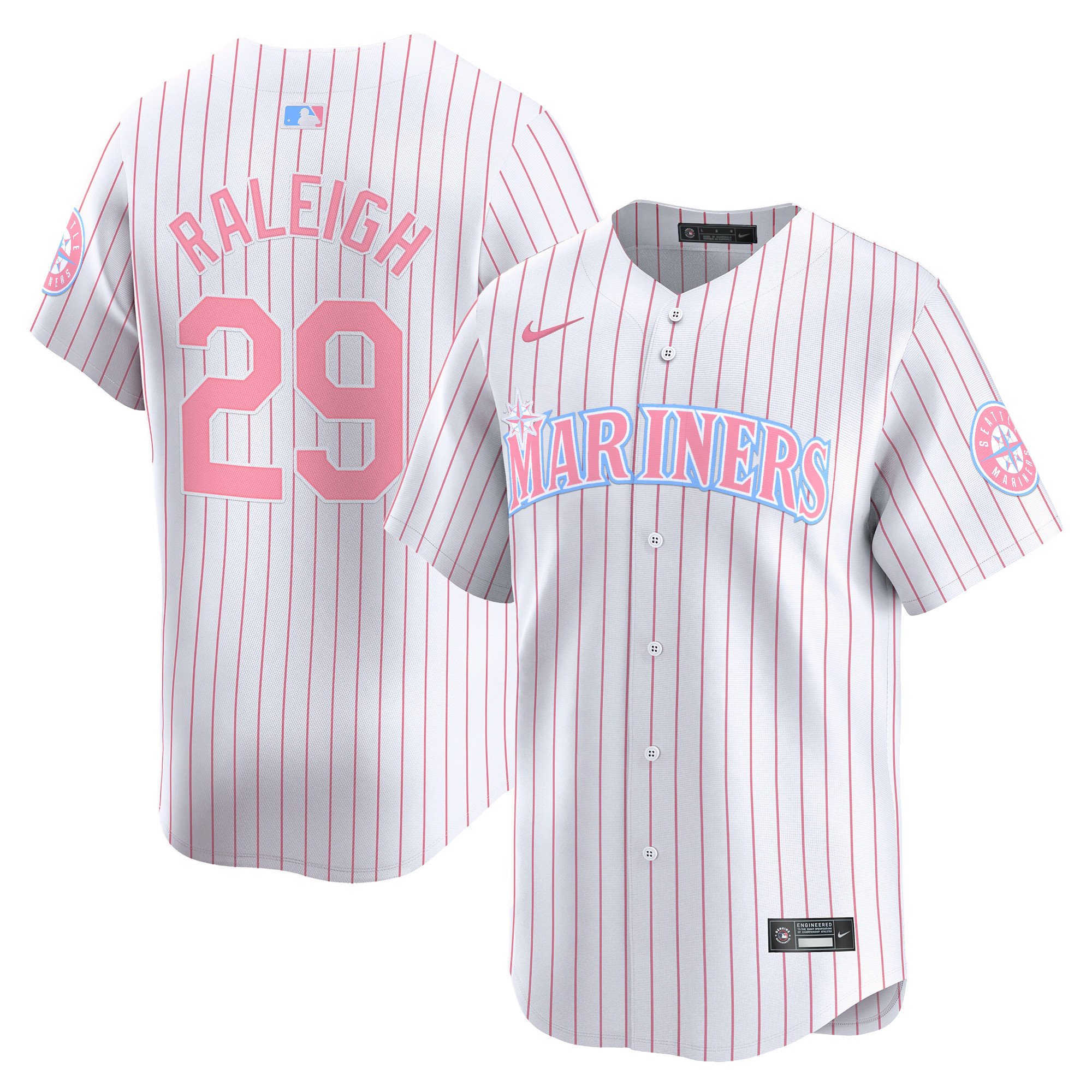 Cal RaleighUnisex Seattle Mariners Bubblegum Pink Vapor Premier Limited Pinstripe Jersey - All Stitched