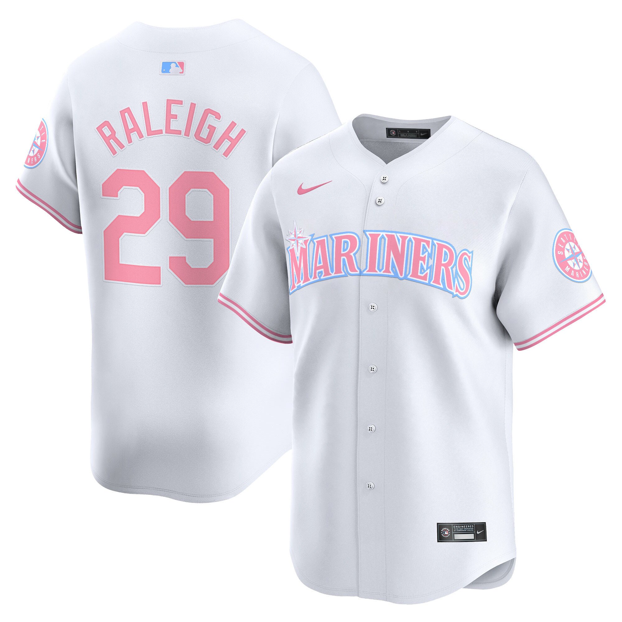 Cal RaleighUnisex Seattle Mariners Bubblegum Pink Vapor Premier Limited White Jersey - All Stitched