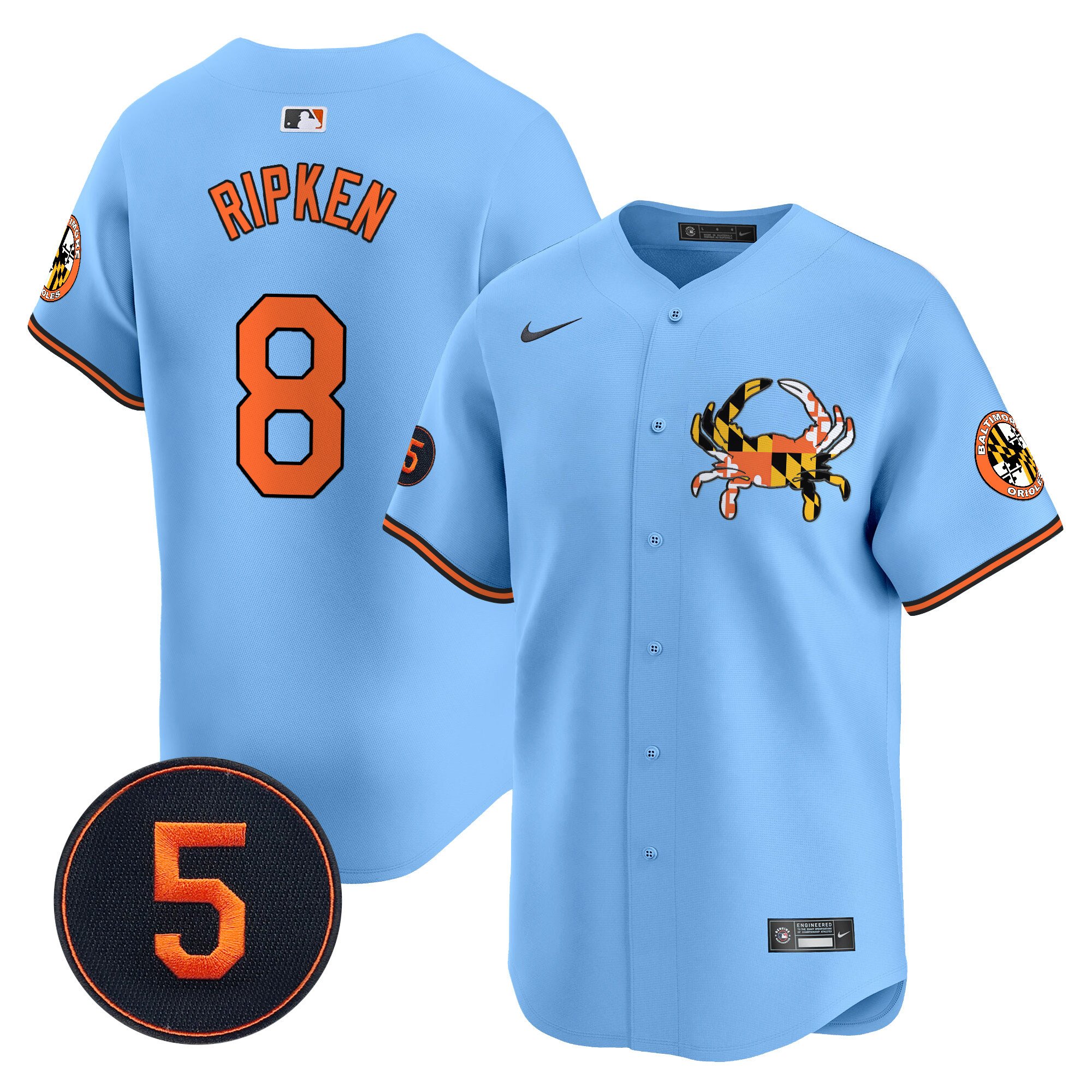 Cal RipkenUnisex Baltimore Orioles Robinson Patch Vapor Premier Limited Light Blue Jersey V3 - All Stitched