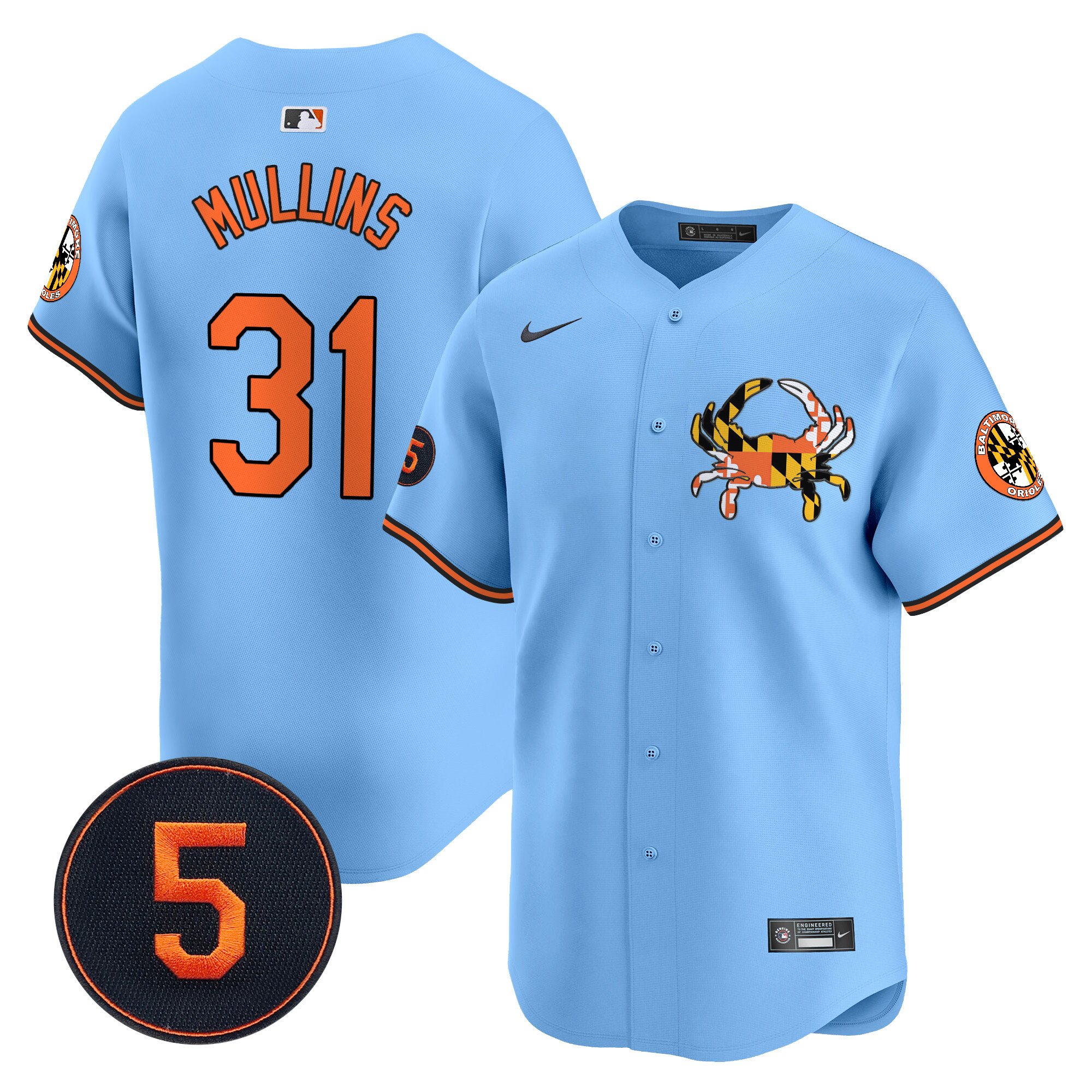 Cedric MullinsUnisex Baltimore Orioles Robinson Patch Vapor Premier Limited Light Blue Jersey V3 - All Stitched