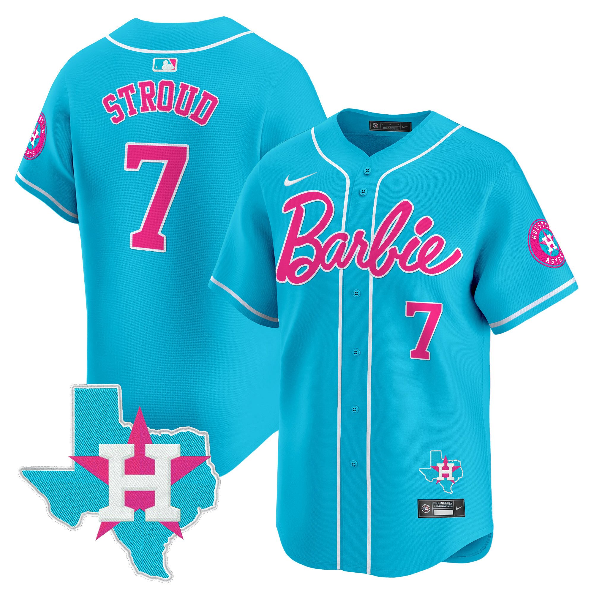 CJ StroudUnisex Houston Astros Barbie Vapor Premier Limited Light Blue Jersey - All Stitched