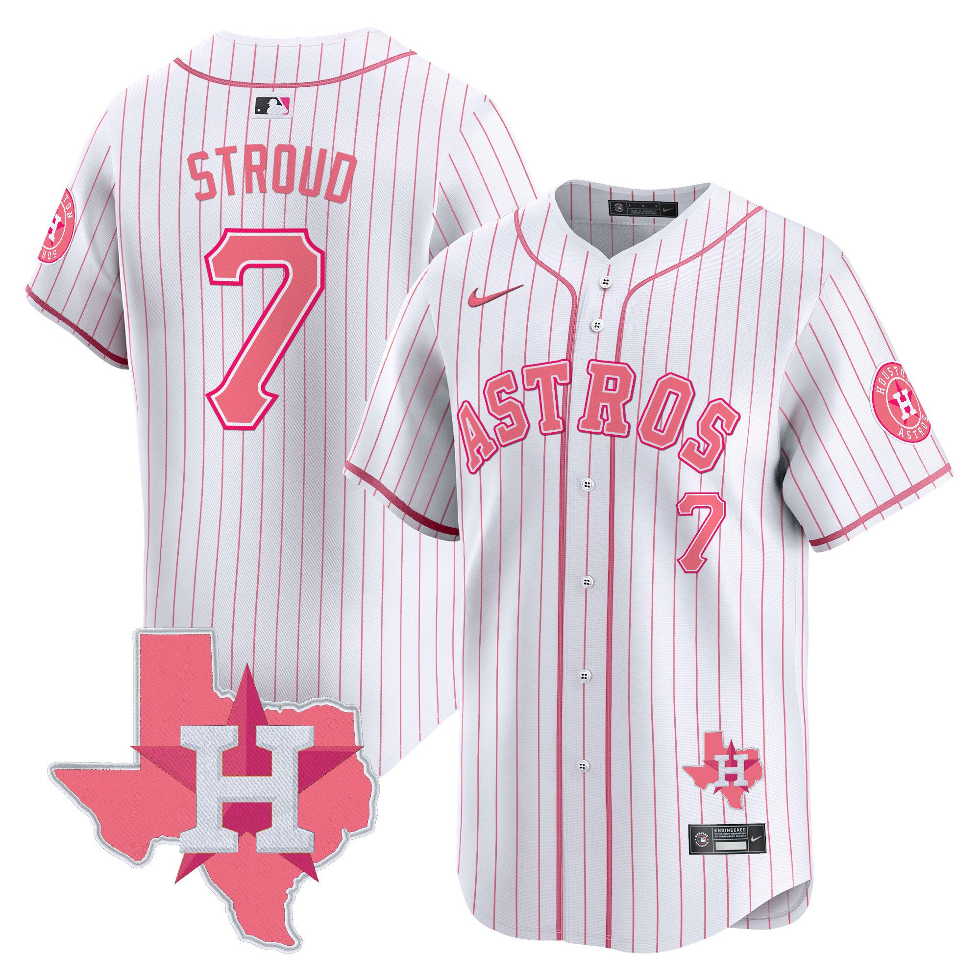 CJ StroudUnisex Houston Astros Bubblegum Pink Vapor Premier Limited PinStripe Jersey V2 - All Stitched