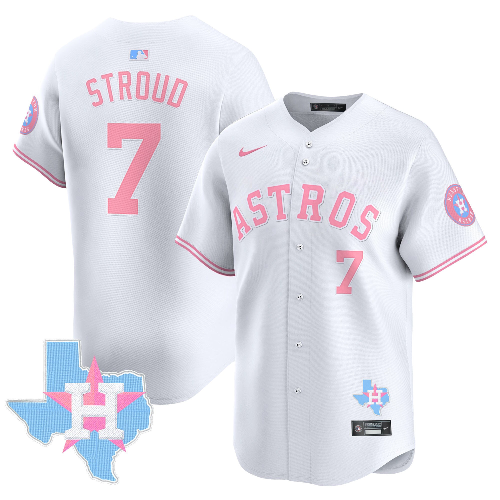 CJ StroudUnisex Houston Astros Bubblegum Pink Vapor Premier Limited White Jersey - All Stitched