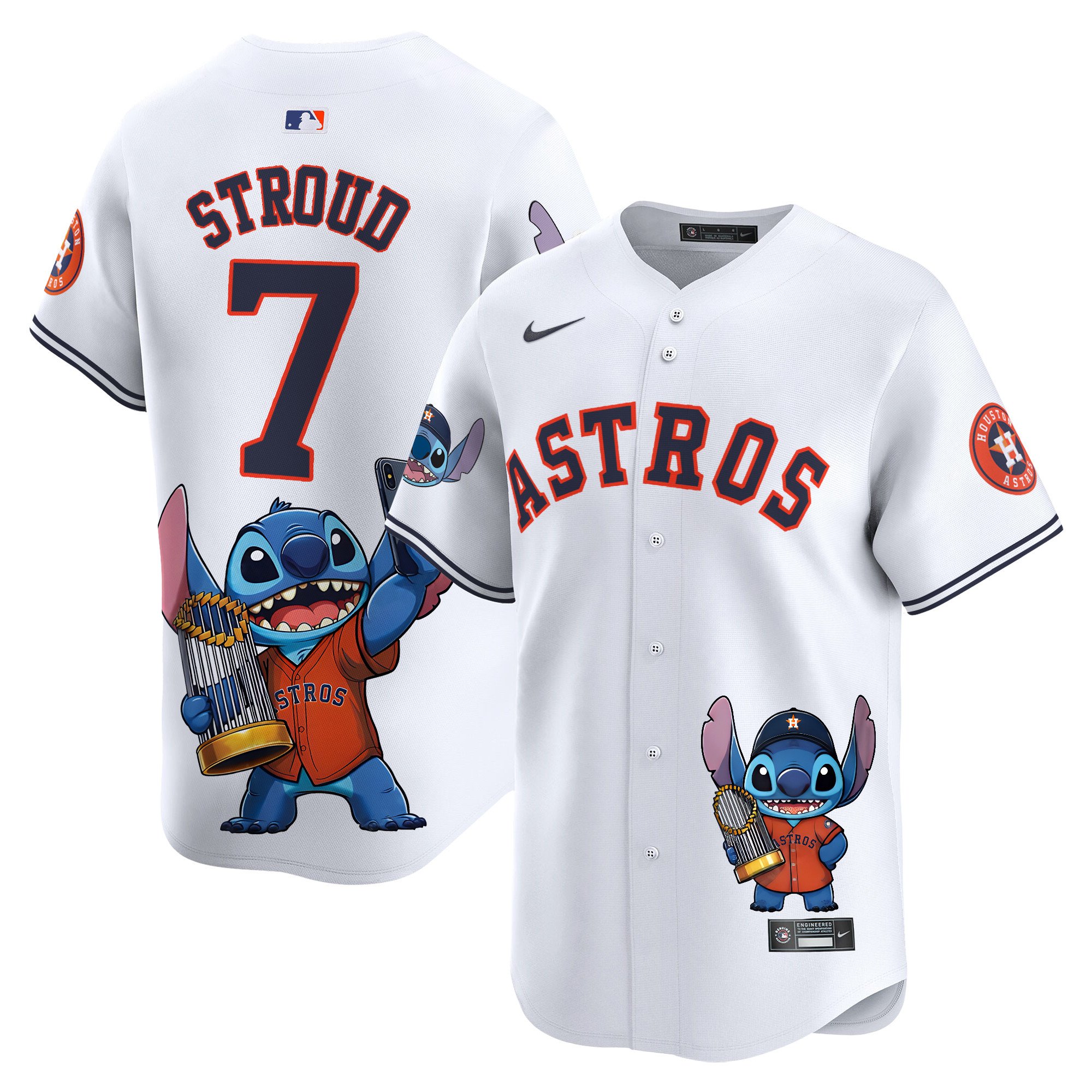 CJ StroudUnisex Houston Astros Lilo And Stitch Vapor Premier Limited White Jersey - Printed