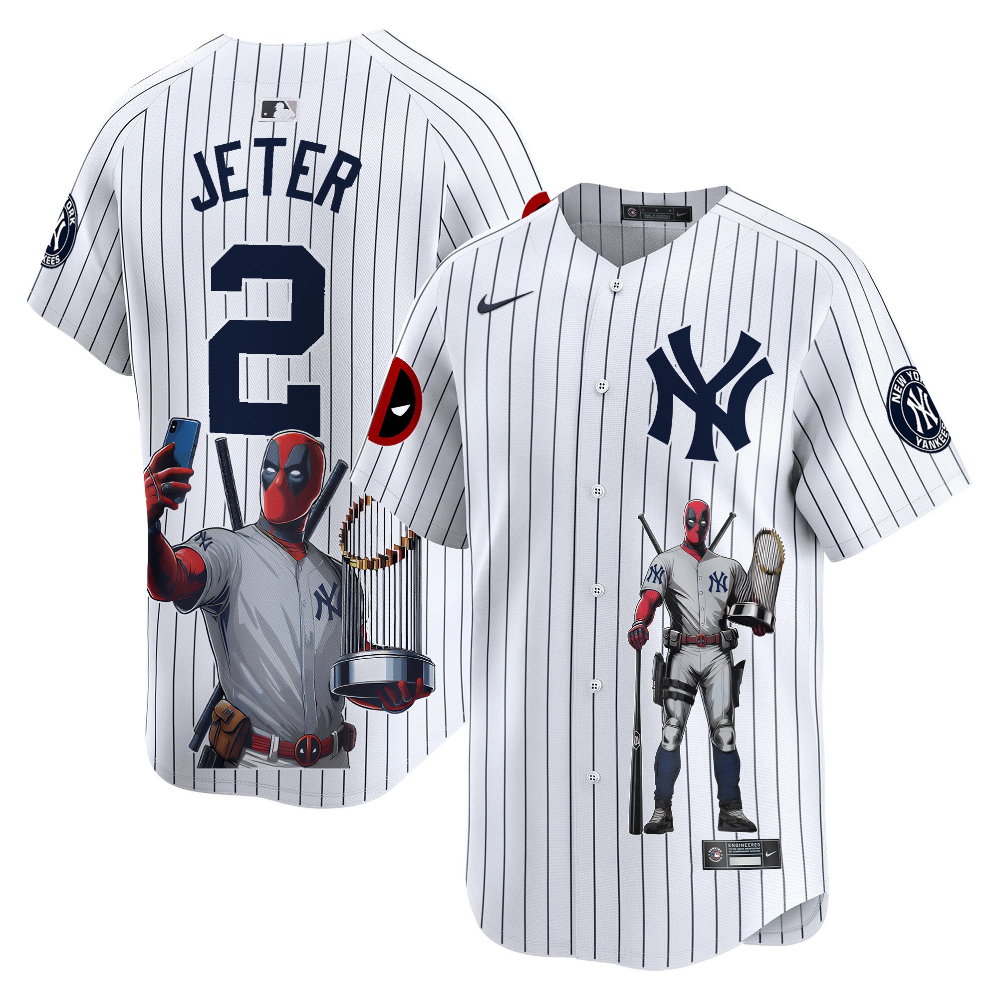 Derek JeterUnisex New York Yankees Deadpool Premier Limited White Jersey - Printed