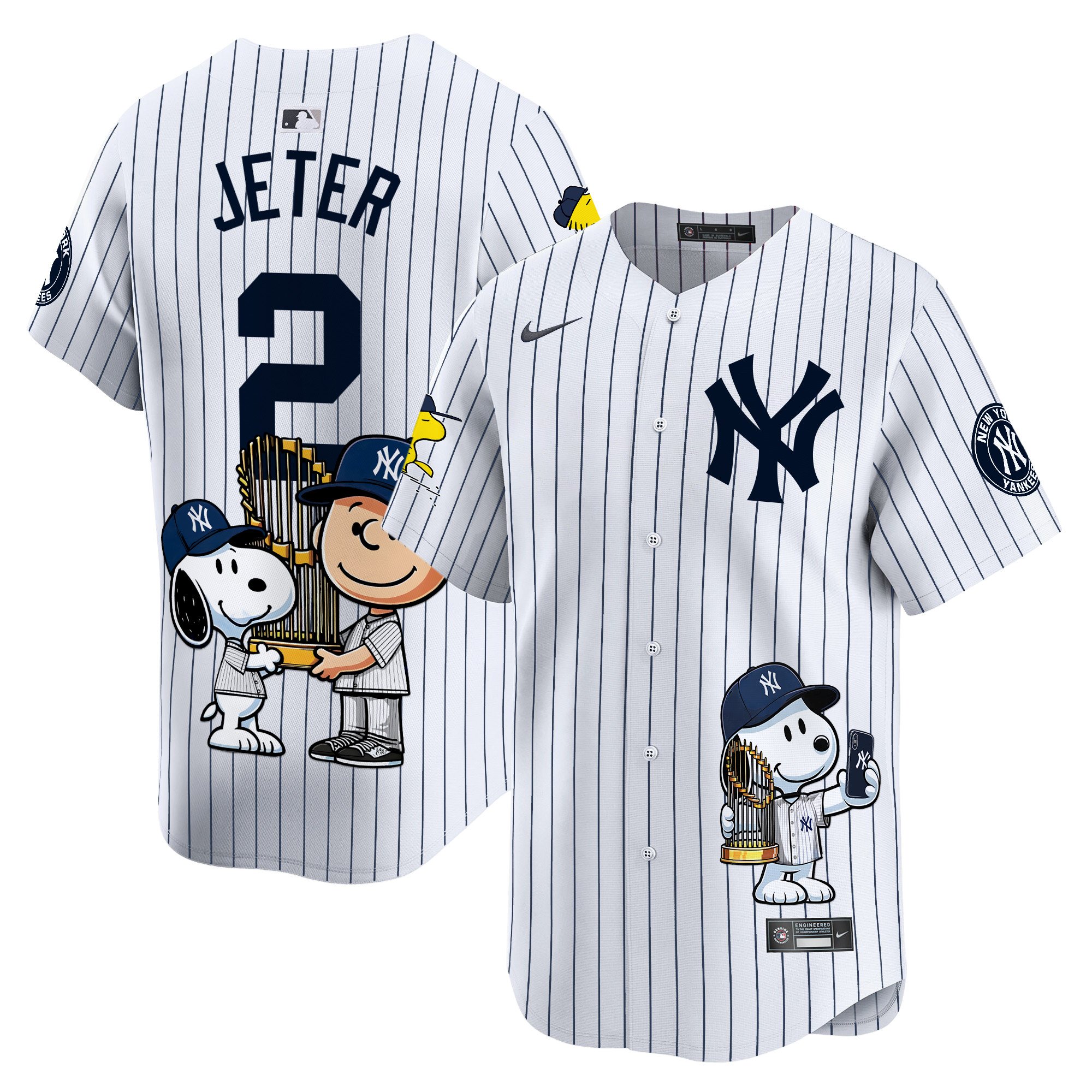 Derek JeterUnisex New York Yankees Peanut Snoopy Vapor Premier Limited White Jersey - Printed