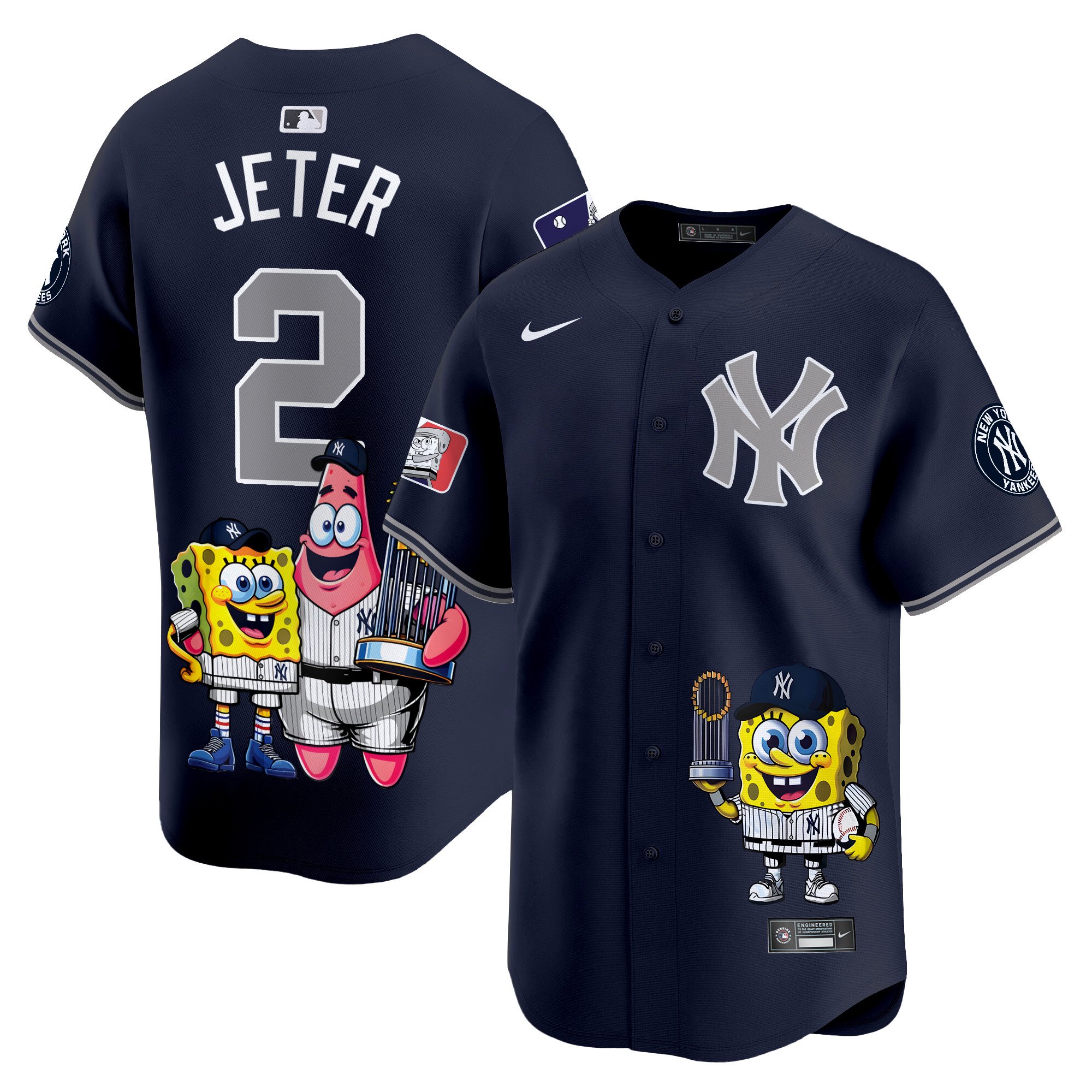 Derek JeterUnisex New York Yankees SpongeBob SquarePants Vapor Premier Limited Alternate Jersey - Printed