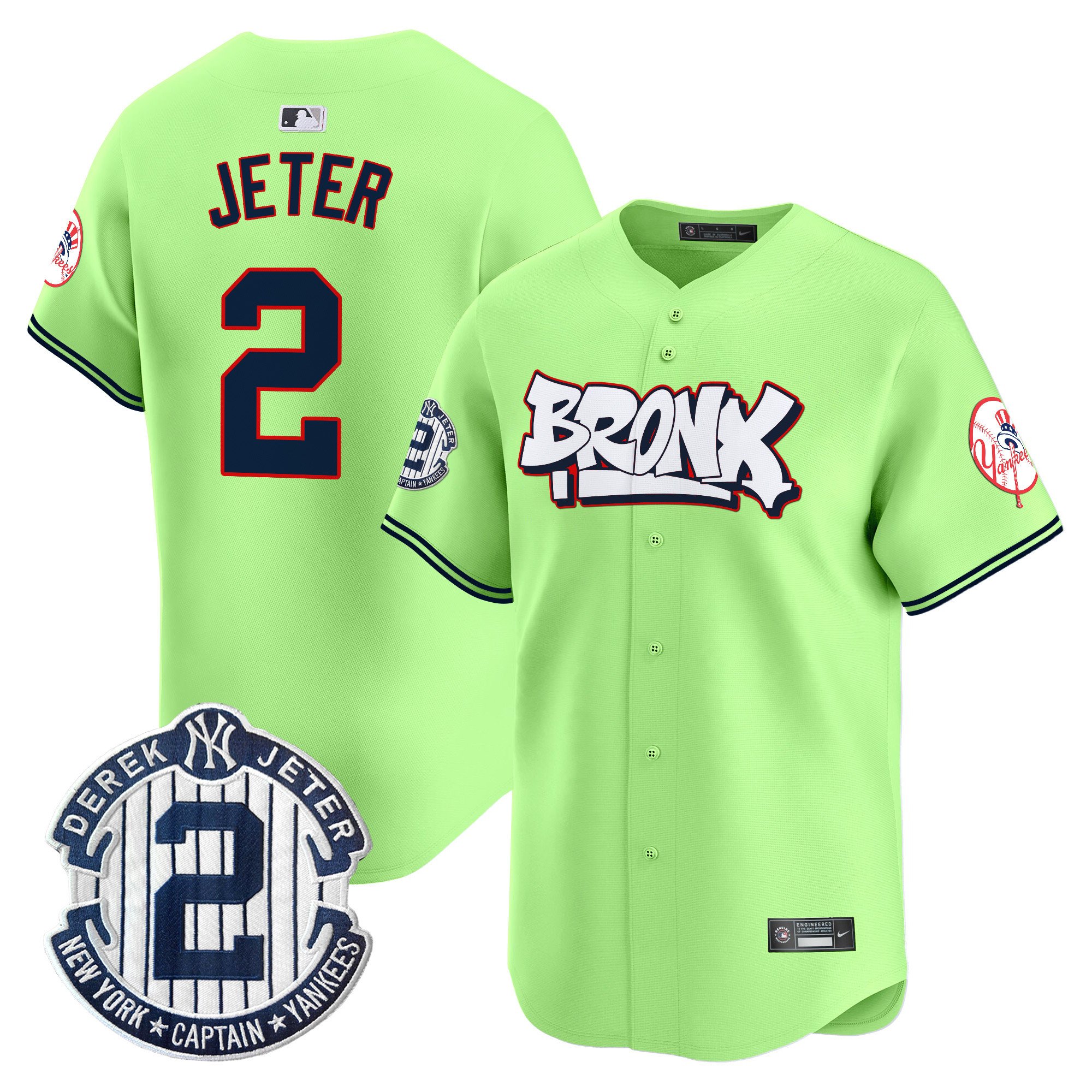 Derek JeterUnisex New York Yankees The Bronx Graffiti Vapor Premier Limited Green Jersey V4 - All Stitched