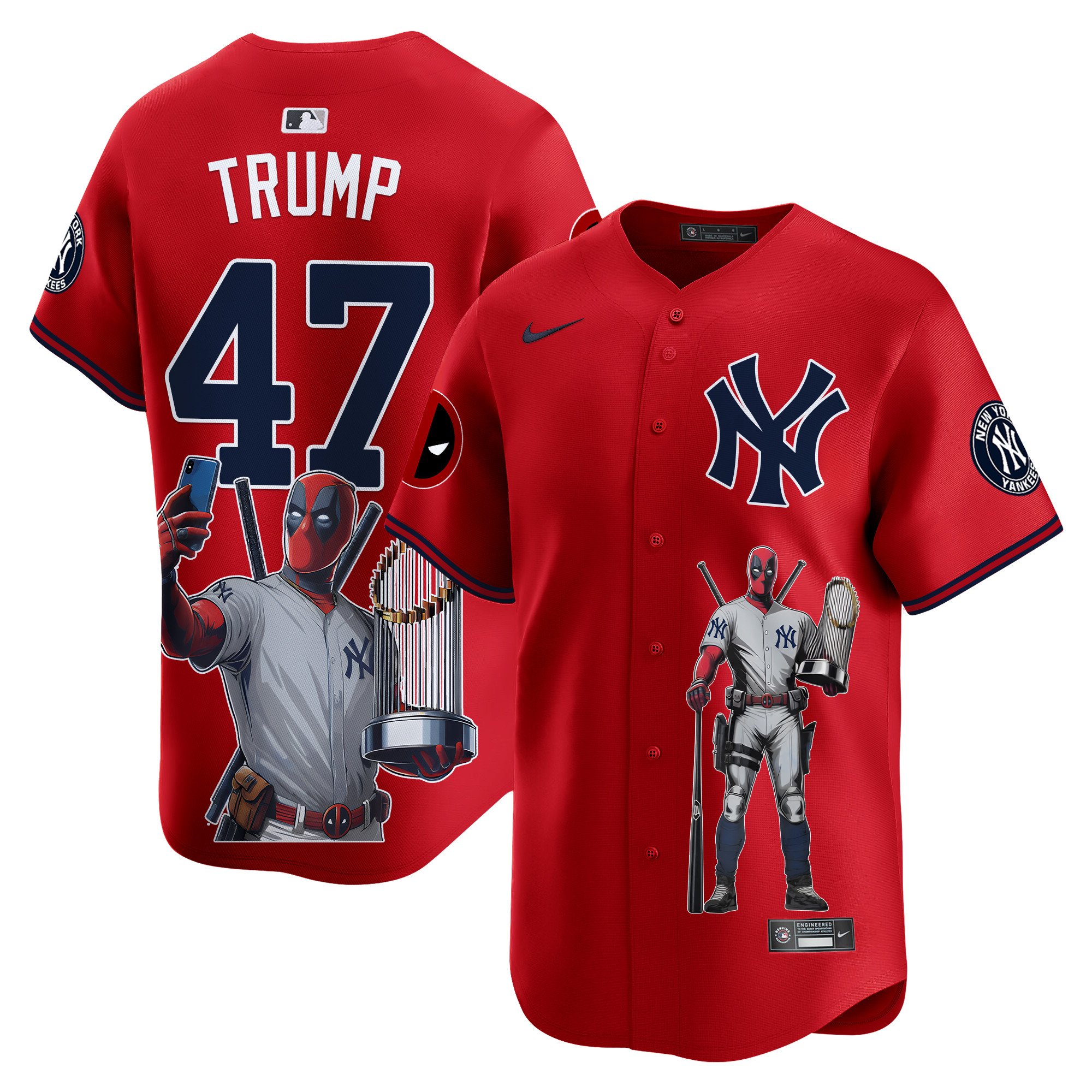 Donald TrumpUnisex New York Yankees Deadpool Premier Limited Red Jersey - Printed