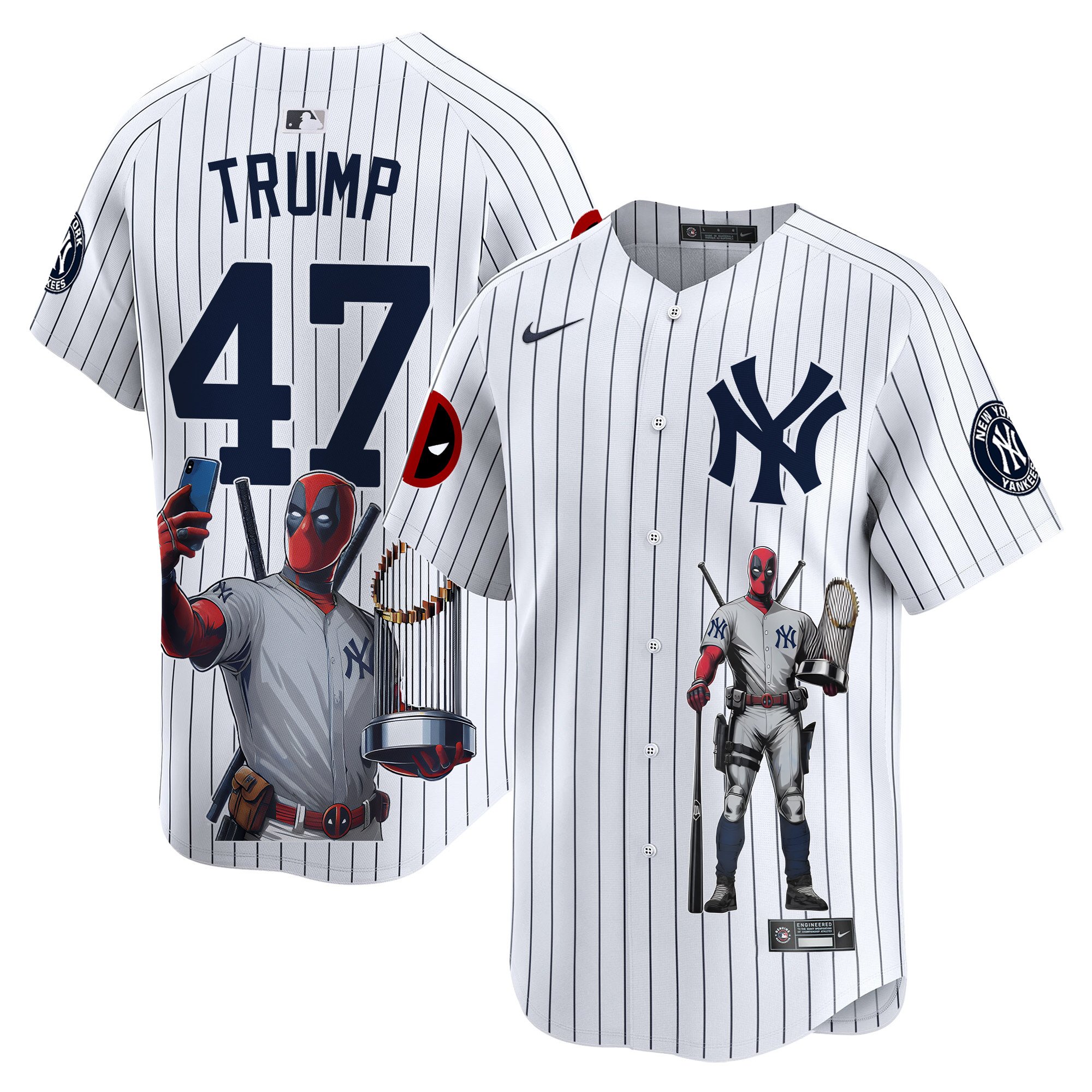 Donald TrumpUnisex New York Yankees Deadpool Premier Limited White Jersey - Printed