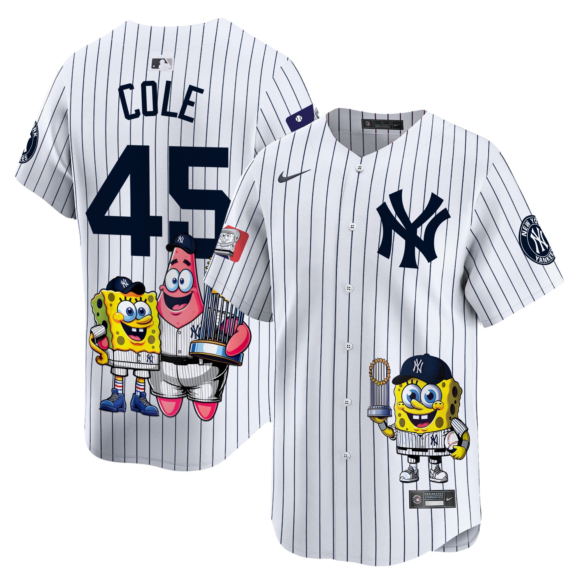 Gerrit ColeUnisex New York Yankees SpongeBob SquarePants Vapor Premier Limited White Jersey - Printed