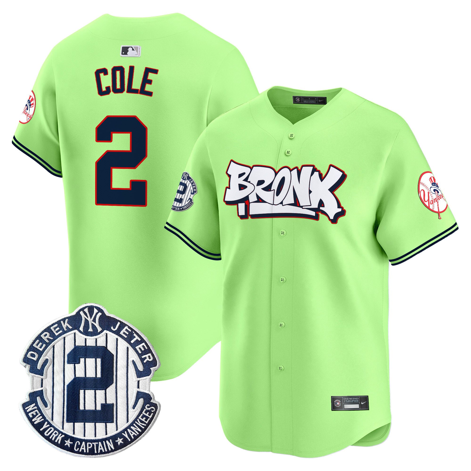 Gerrit ColeUnisex New York Yankees The Bronx Graffiti Vapor Premier Limited Green Jersey V4 - All Stitched