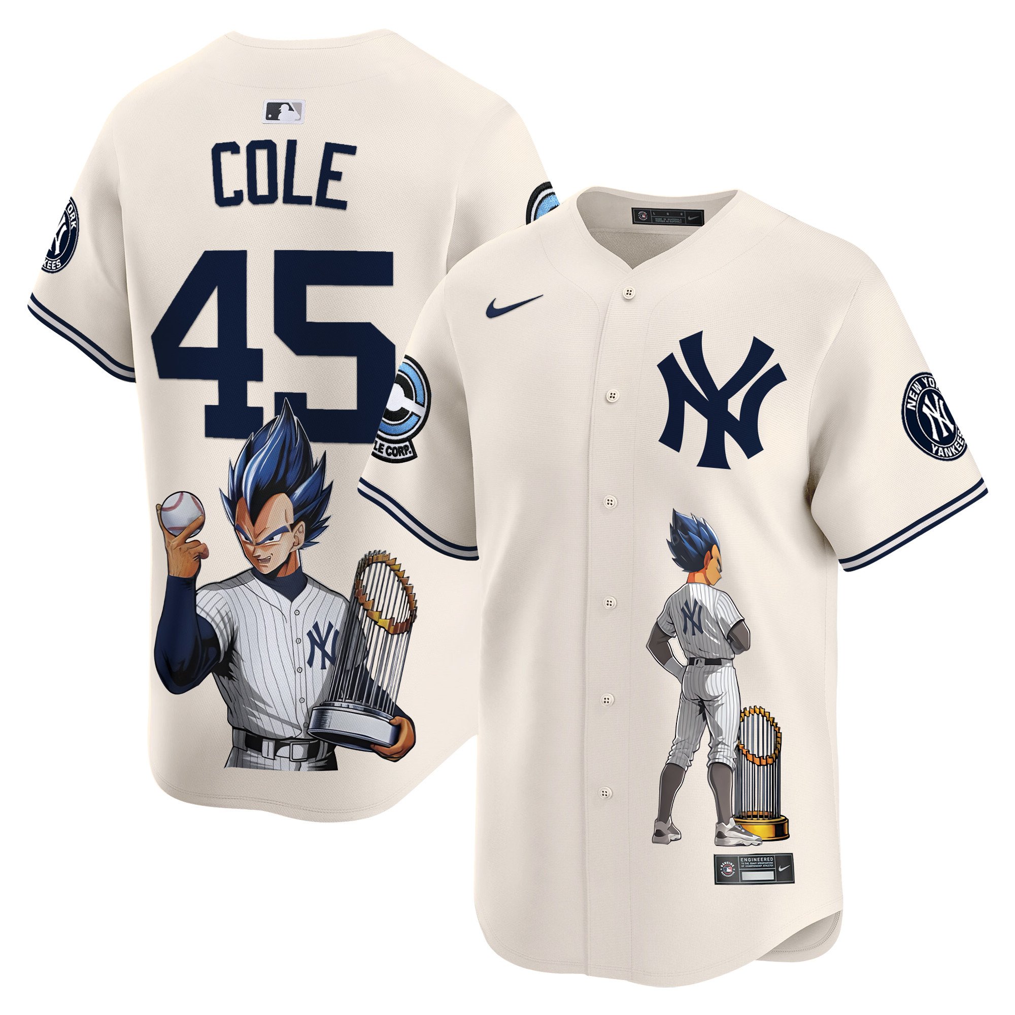 Gerrit ColeUnisex New York Yankees Vegeta Dragon Ball Vapor Premier Limited Cream Jersey - Printed