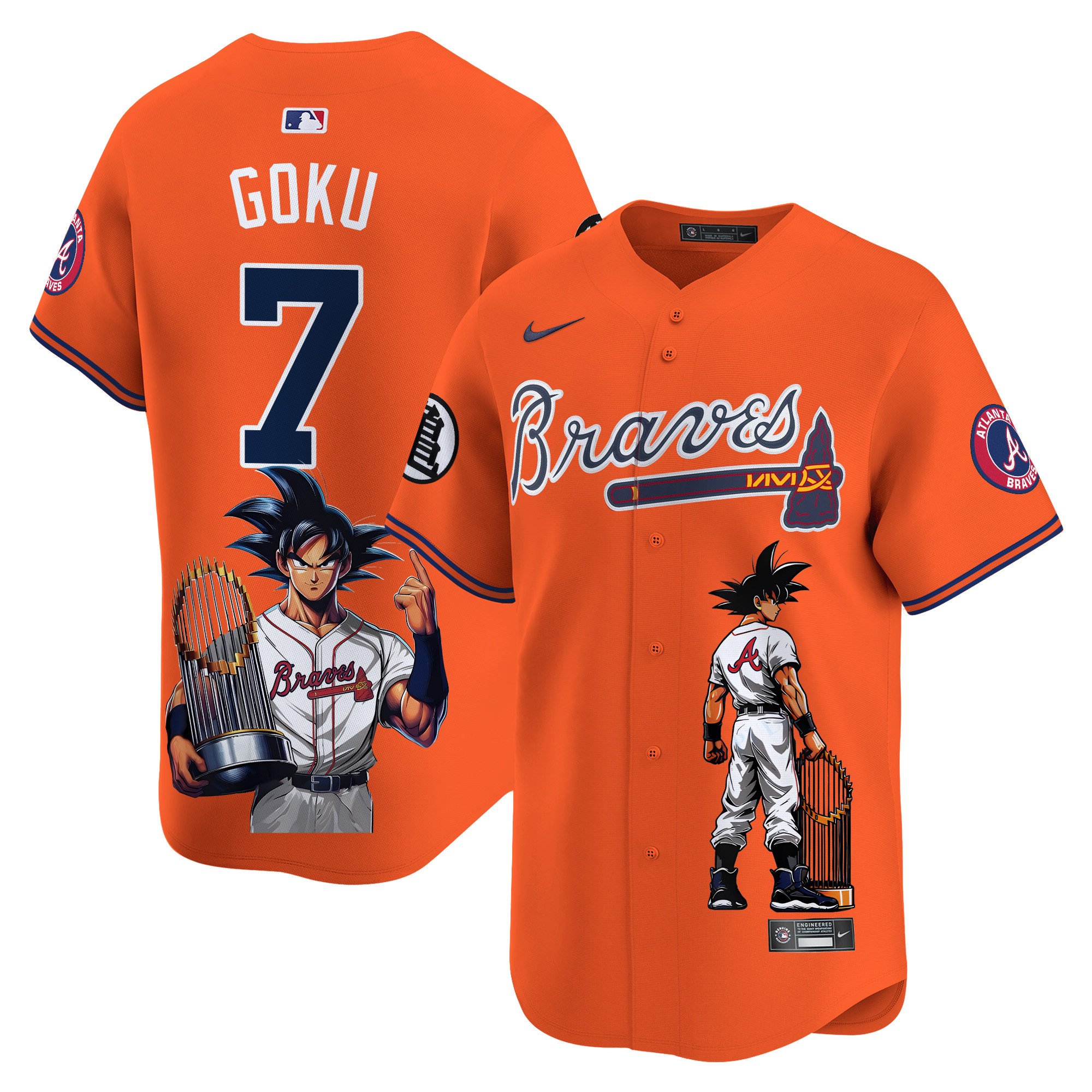 GokuUnisex Atlanta Braves Dragon Ball Son Goku Vapor Premier Limited Orange Jersey - Printed