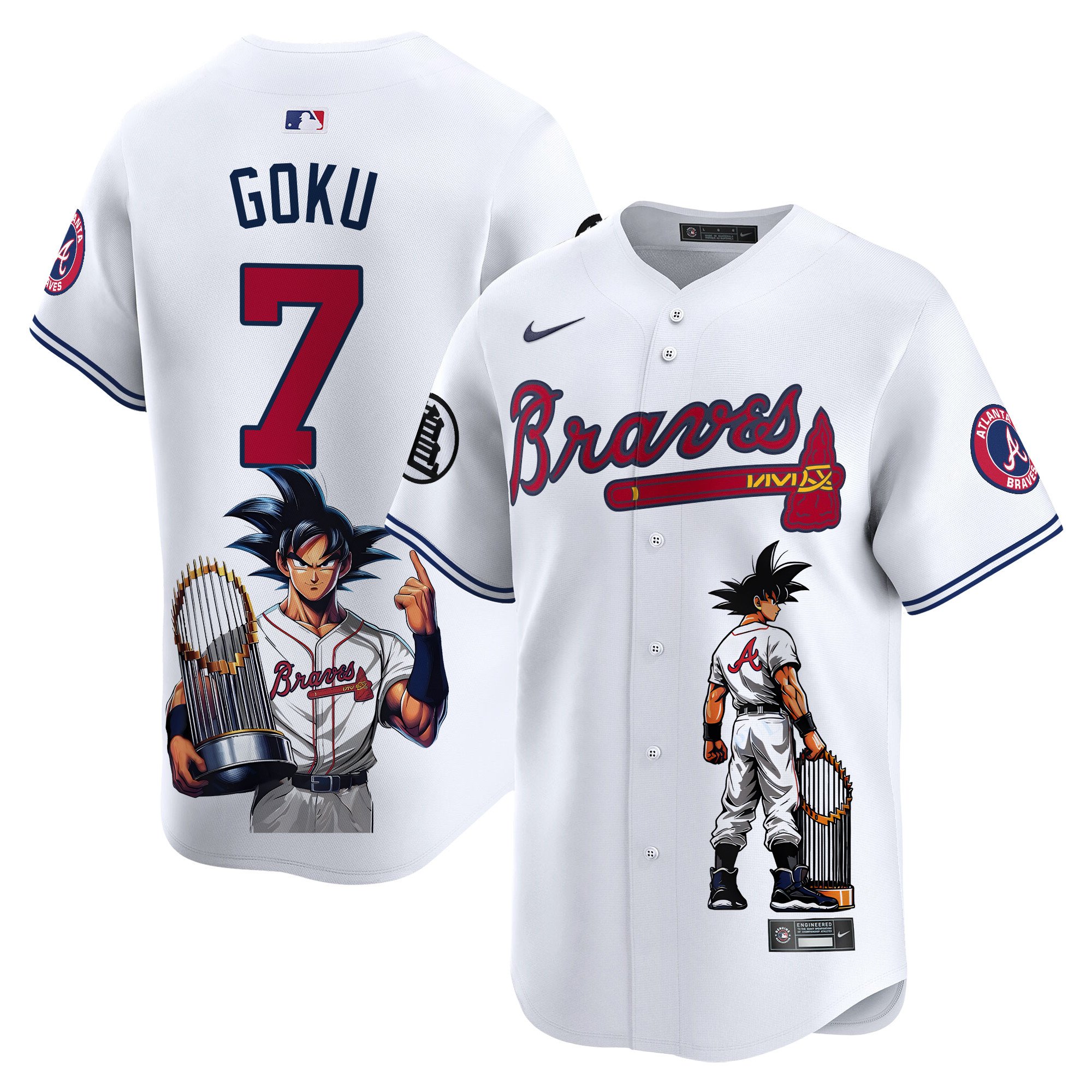 GokuUnisex Atlanta Braves Dragon Ball Son Goku Vapor Premier Limited White Jersey - Printed