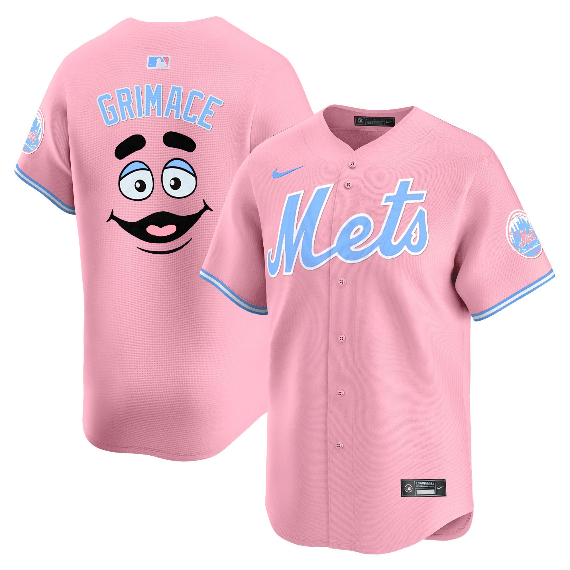 GrimaceUnisex New York Mets Bubblegum Pink Vapor Premier Limited Pink Jersey - All Stitched