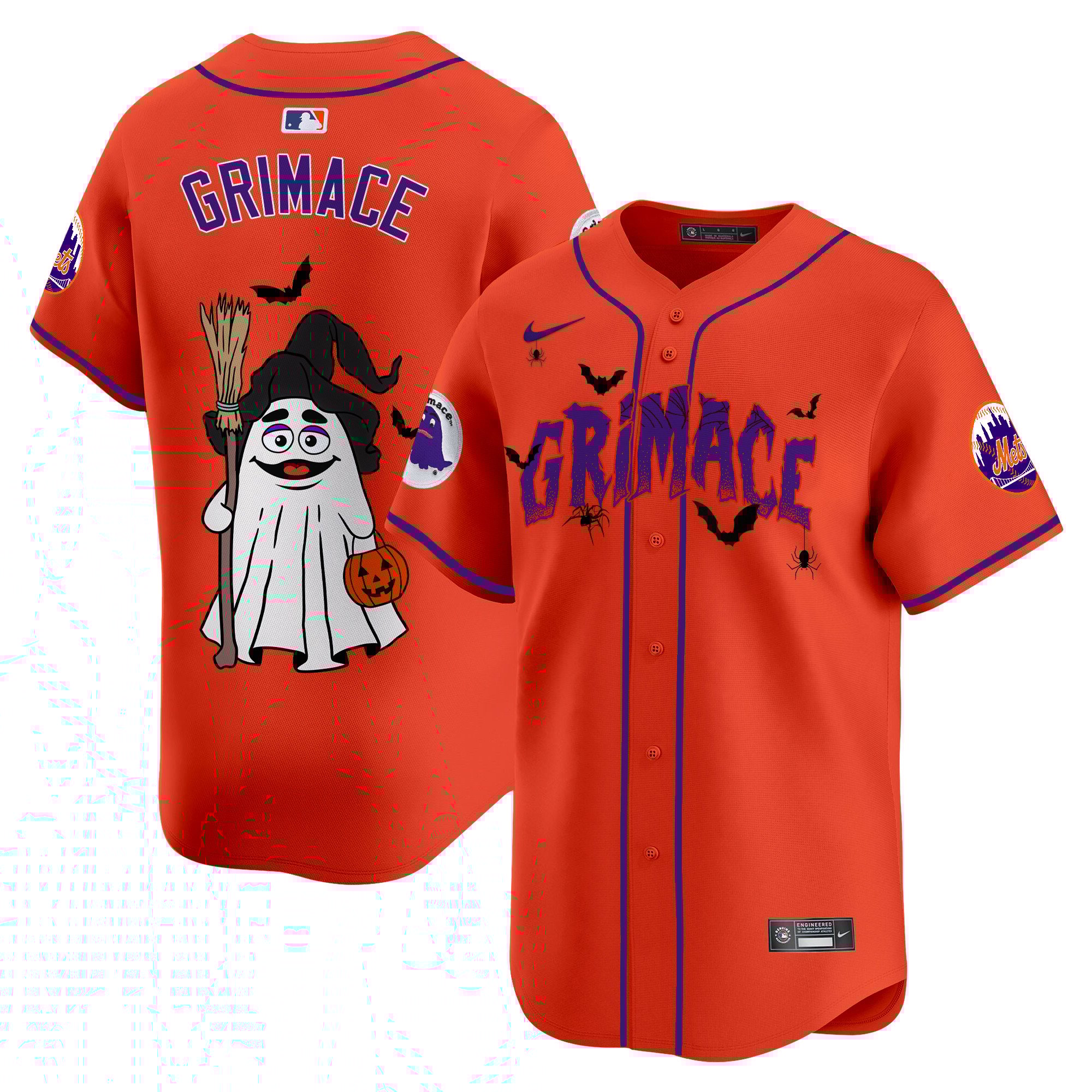 GrimaceUnisex New York Mets Grimace Halloween Vapor Premier Limited Orange Jersey- Printed