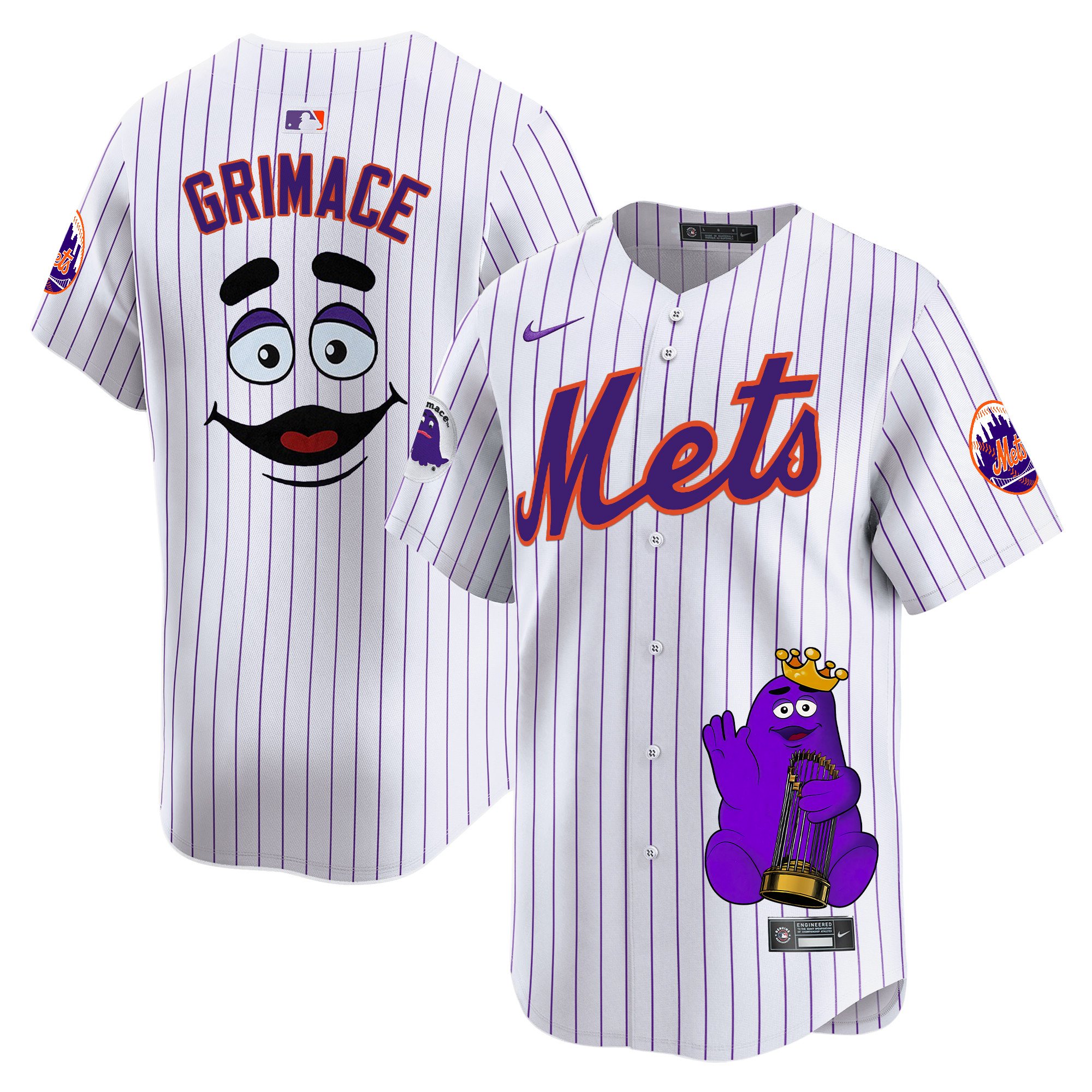 GrimaceUnisex New York Mets Grimace Vapor Premier Limited Pinstripe Jersey - Printed