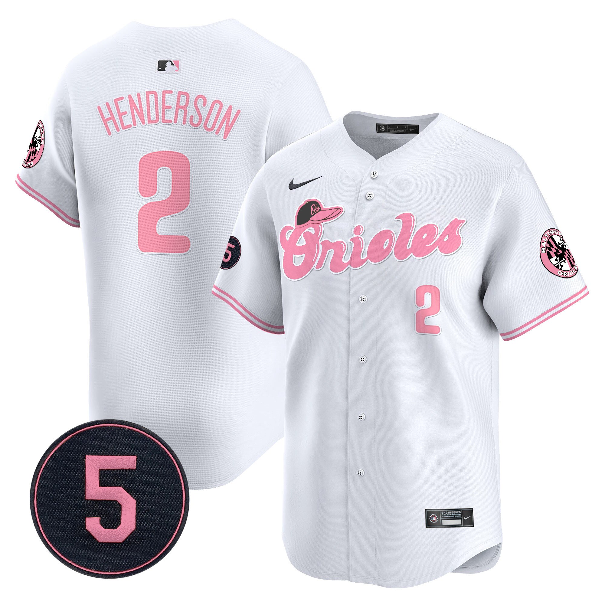 Gunnar HendersonUnisex Baltimore Orioles Pastel Style Robinson Patch Vapor Premier Limited White Jersey - All Stitched