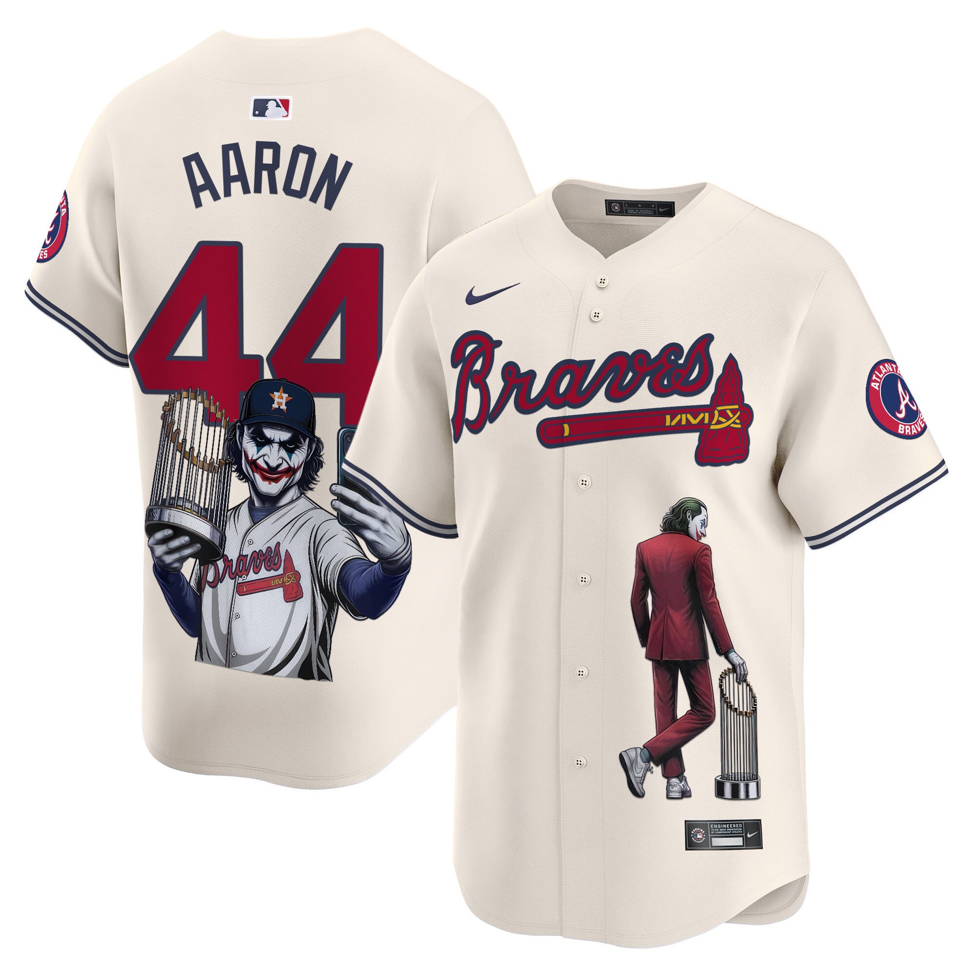Hank AaronUnisex Atlanta Braves Joker Vapor Premier Limited Cream Jersey - Printed