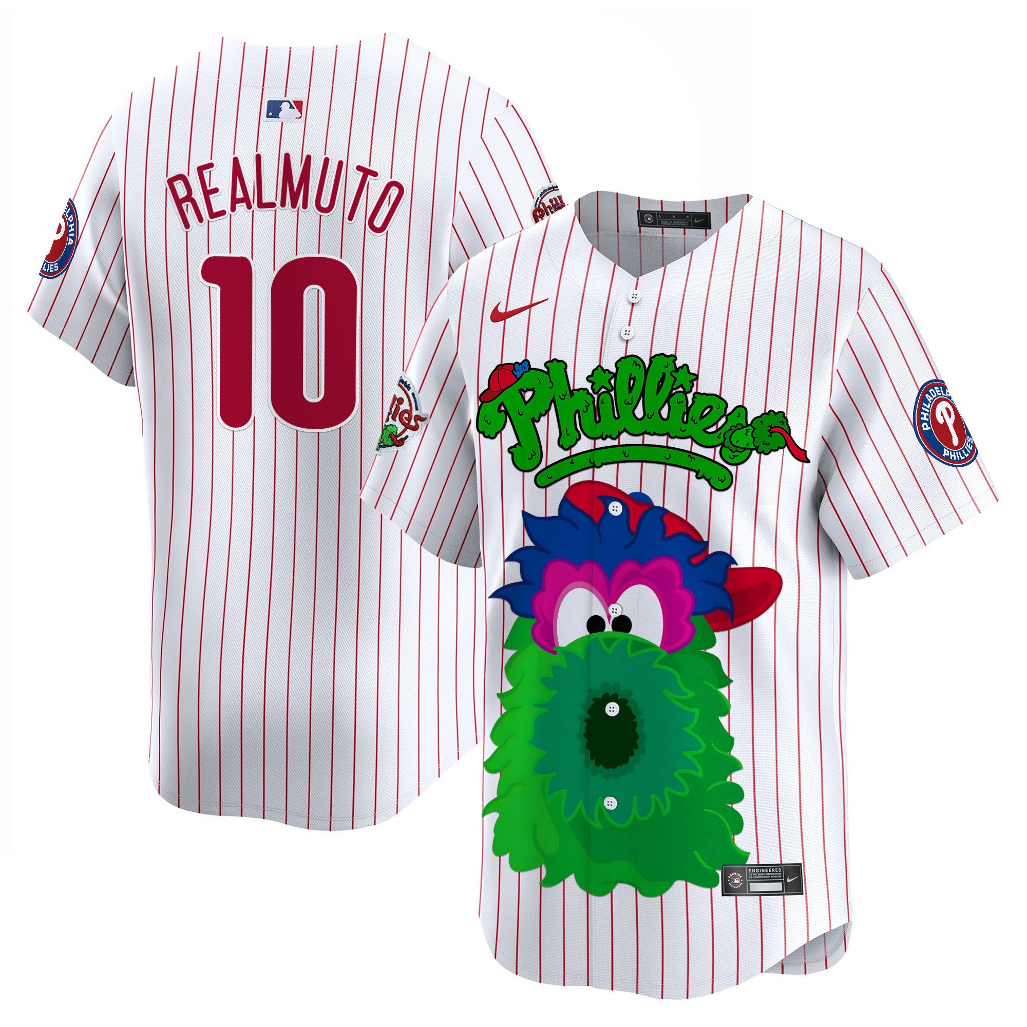 J.T.RealmutoUnisex Philadelphia Phillies Phanatic Vapor Premier Limited White Pinstripe Jersey V2- Printed