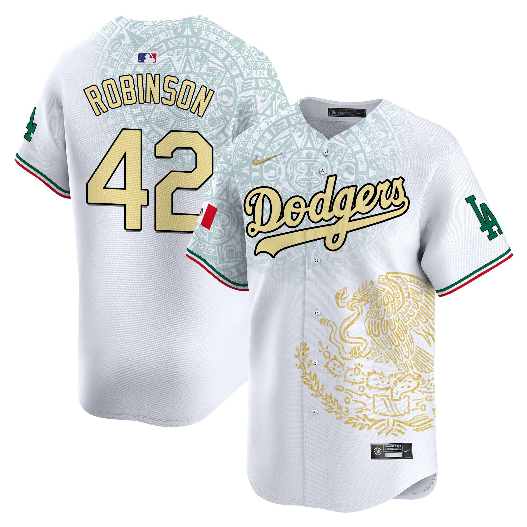 Jackie RobinsonUnisex Los Angeles Dodgers Mexico Vapor Premier Limited White Jersey - Printed
