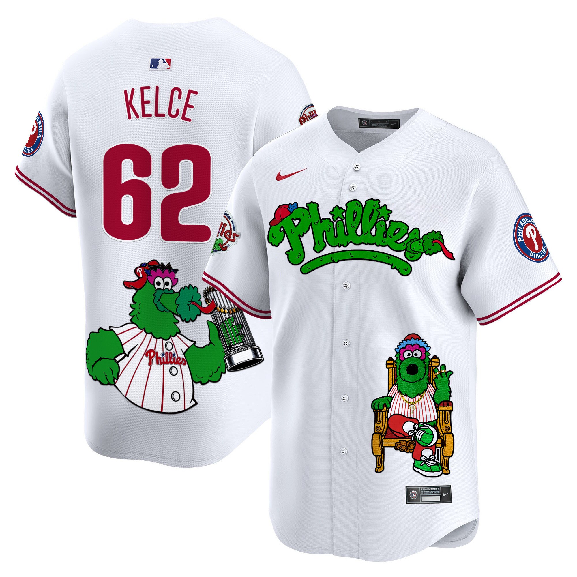 Jason KelceUnisex Philadelphia Phillies Phanatic Vapor Premier Limited White Jersey - Printed