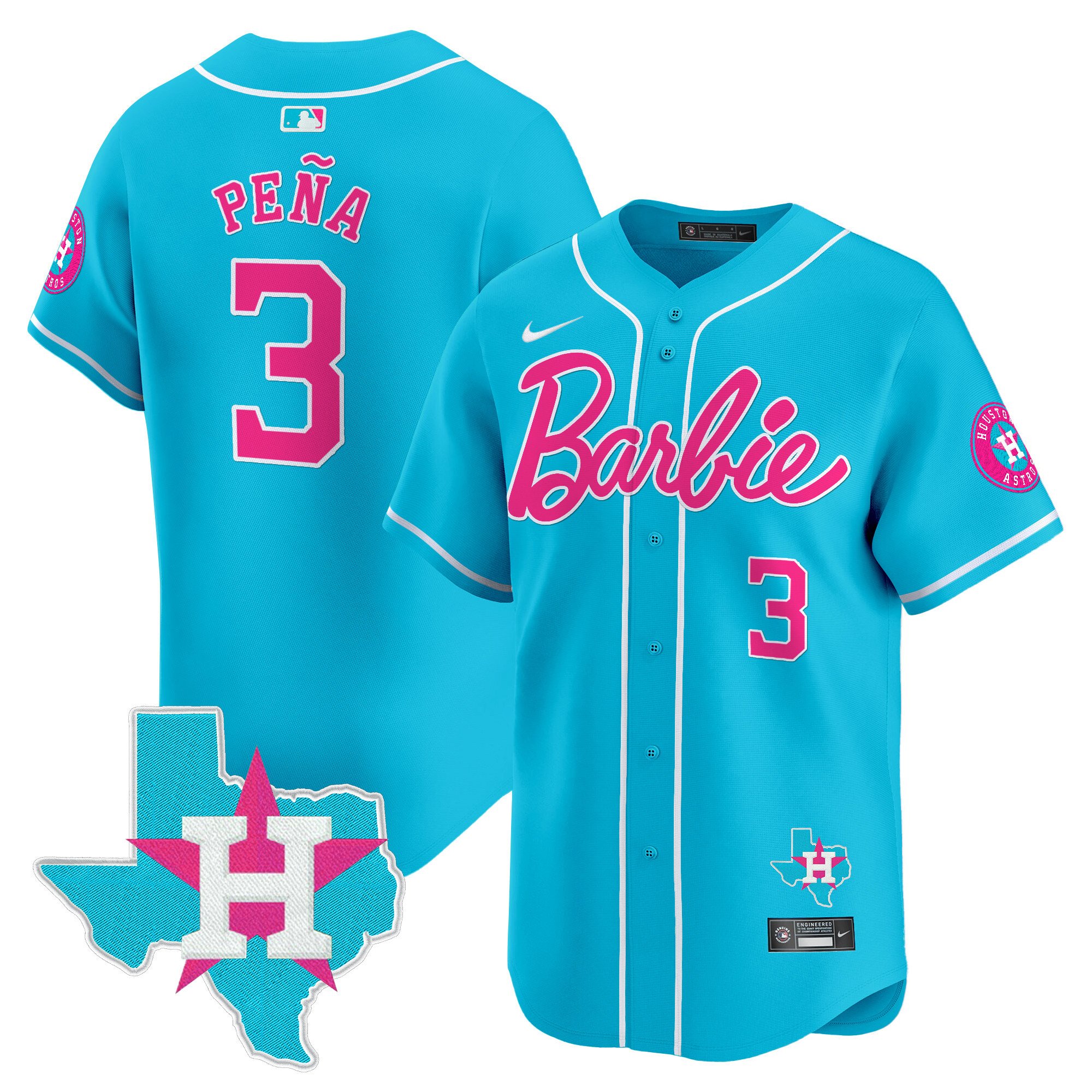 Jeremy PenaUnisex Houston Astros Barbie Vapor Premier Limited Light Blue Jersey - All Stitched