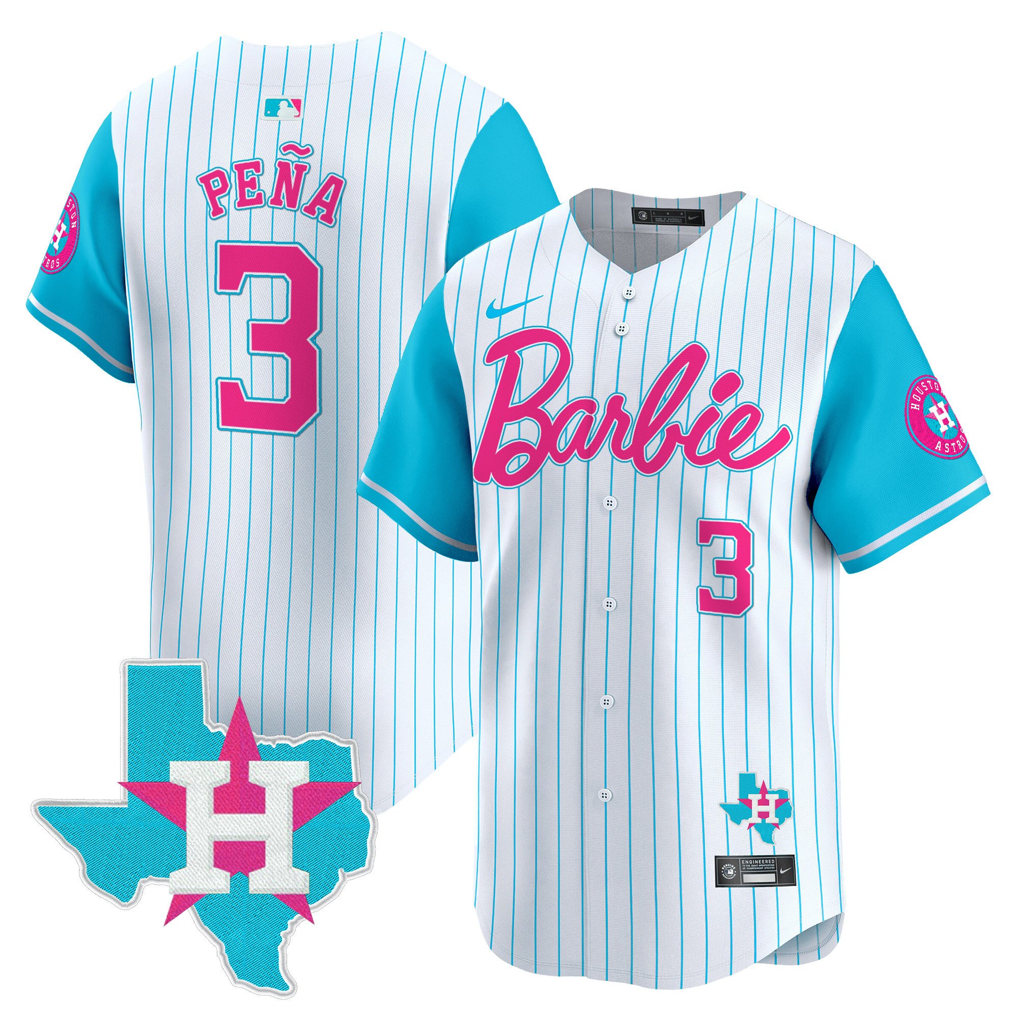 Jeremy PenaUnisex Houston Astros Barbie Vapor Premier Limited Pinstripe Jersey - All Stitched