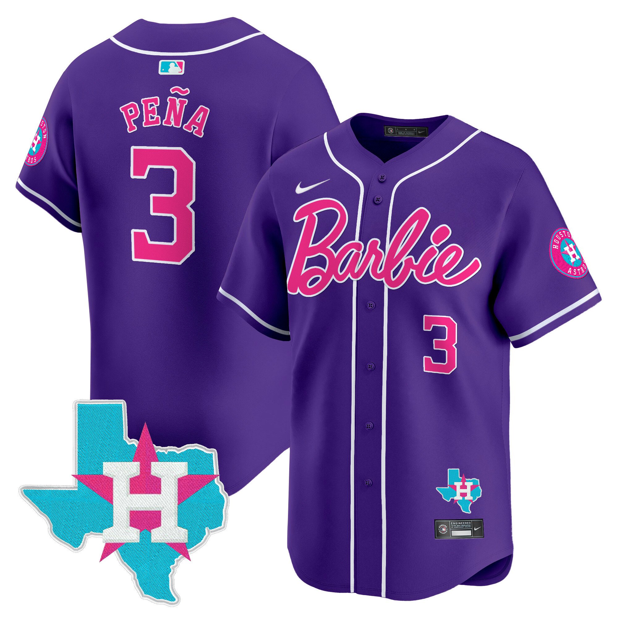 Jeremy PenaUnisex Houston Astros Barbie Vapor Premier Limited Purple Jersey - All Stitched
