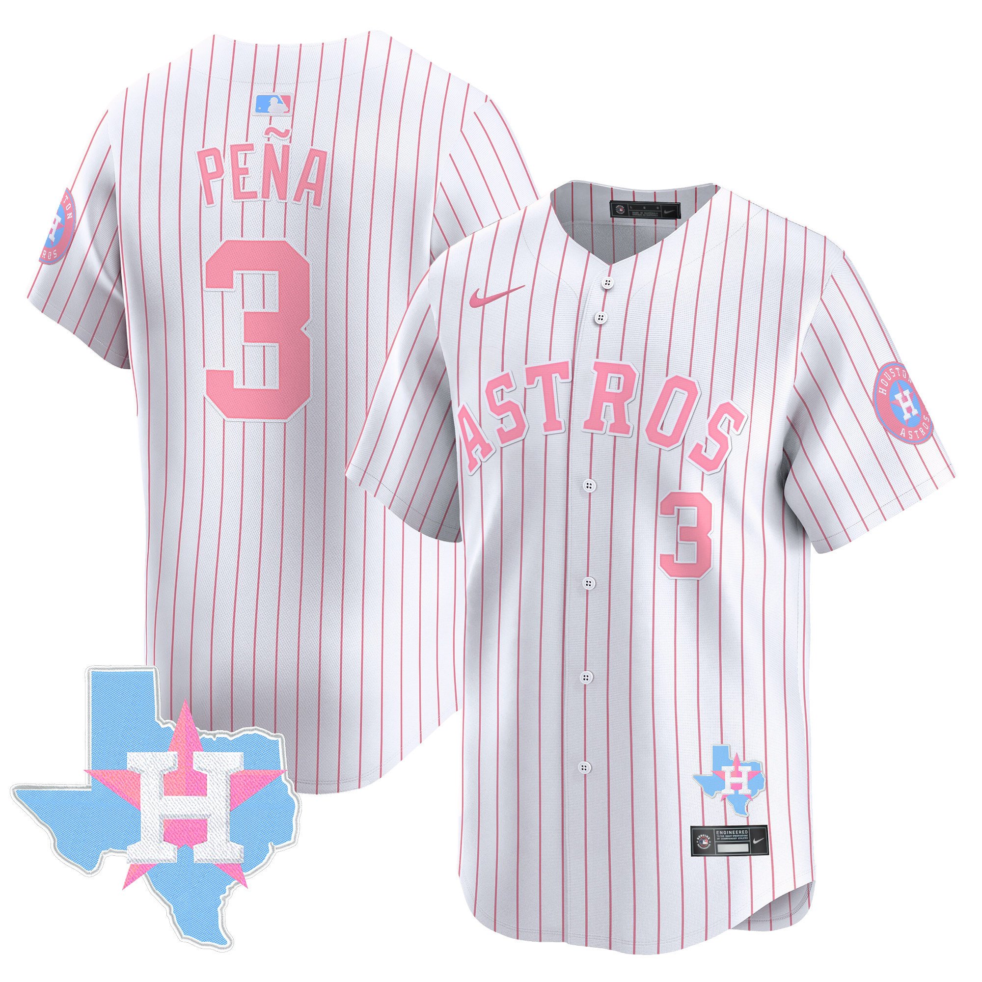 Jeremy PenaUnisex Houston Astros Bubblegum Pink Vapor Premier Limited Pinstripe Jersey - All Stitched