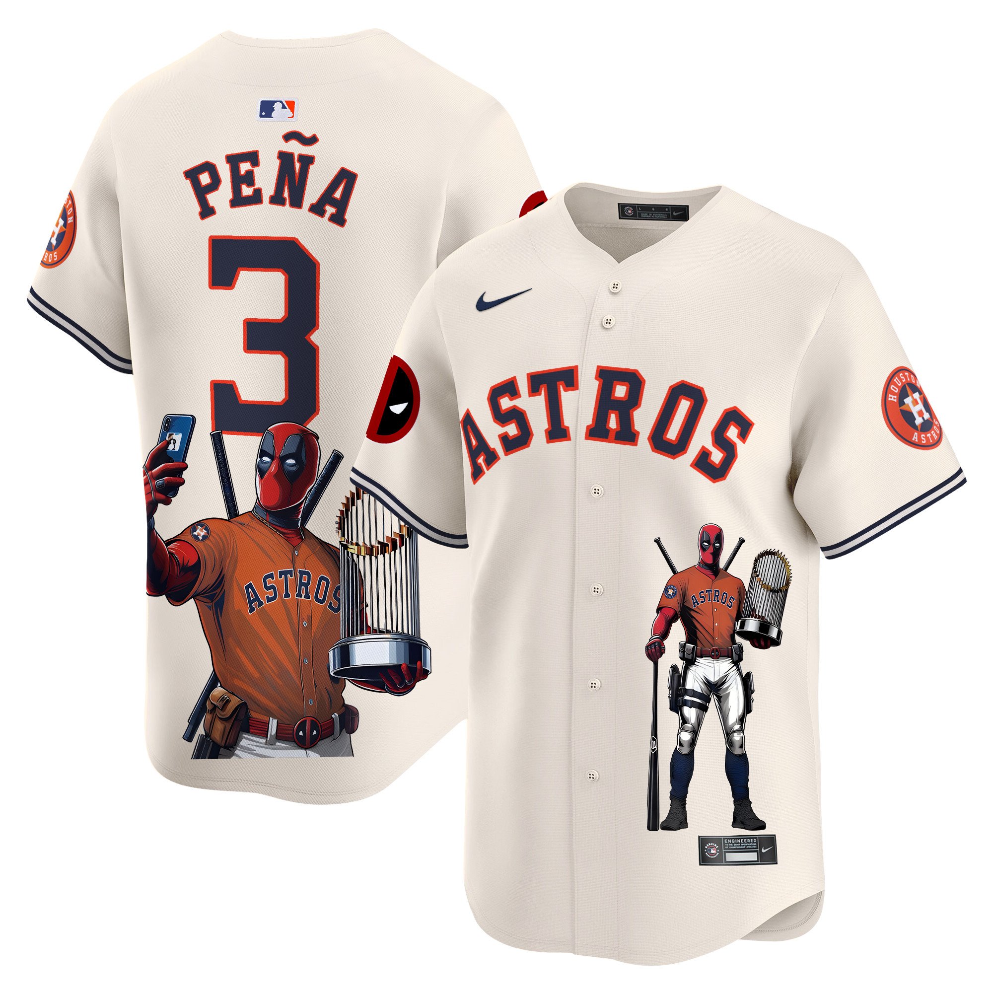 Jeremy PenaUnisex Houston Astros Deadpool Vapor Premier Limited Cream Jersey - Printed