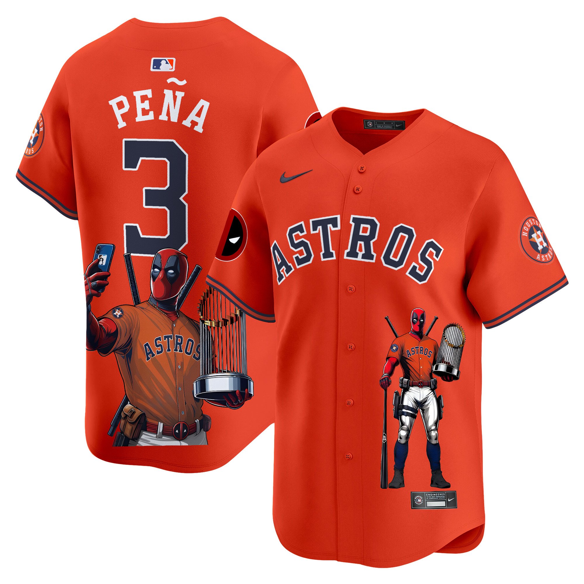 Jeremy PenaUnisex Houston Astros Deadpool Vapor Premier Limited Orange Jersey - Printed