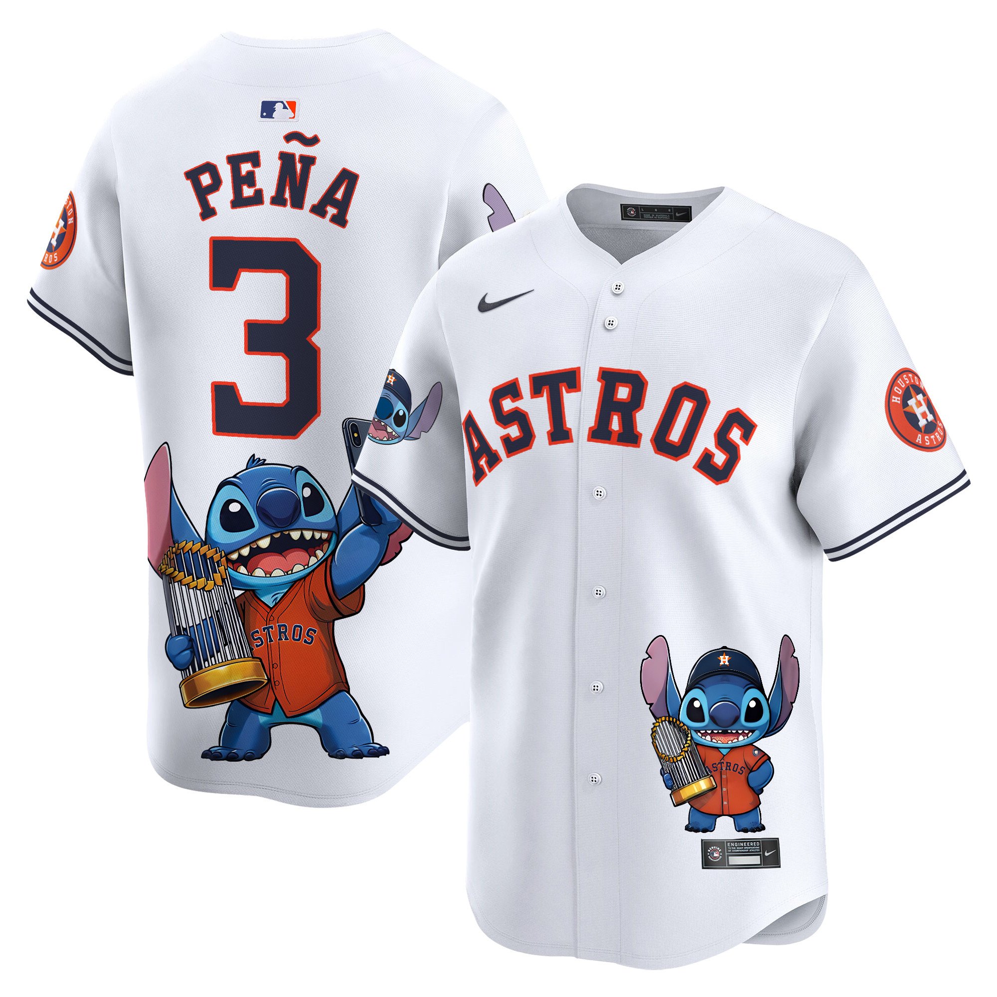 Jeremy PenaUnisex Houston Astros Lilo And Stitch Vapor Premier Limited White Jersey - Printed