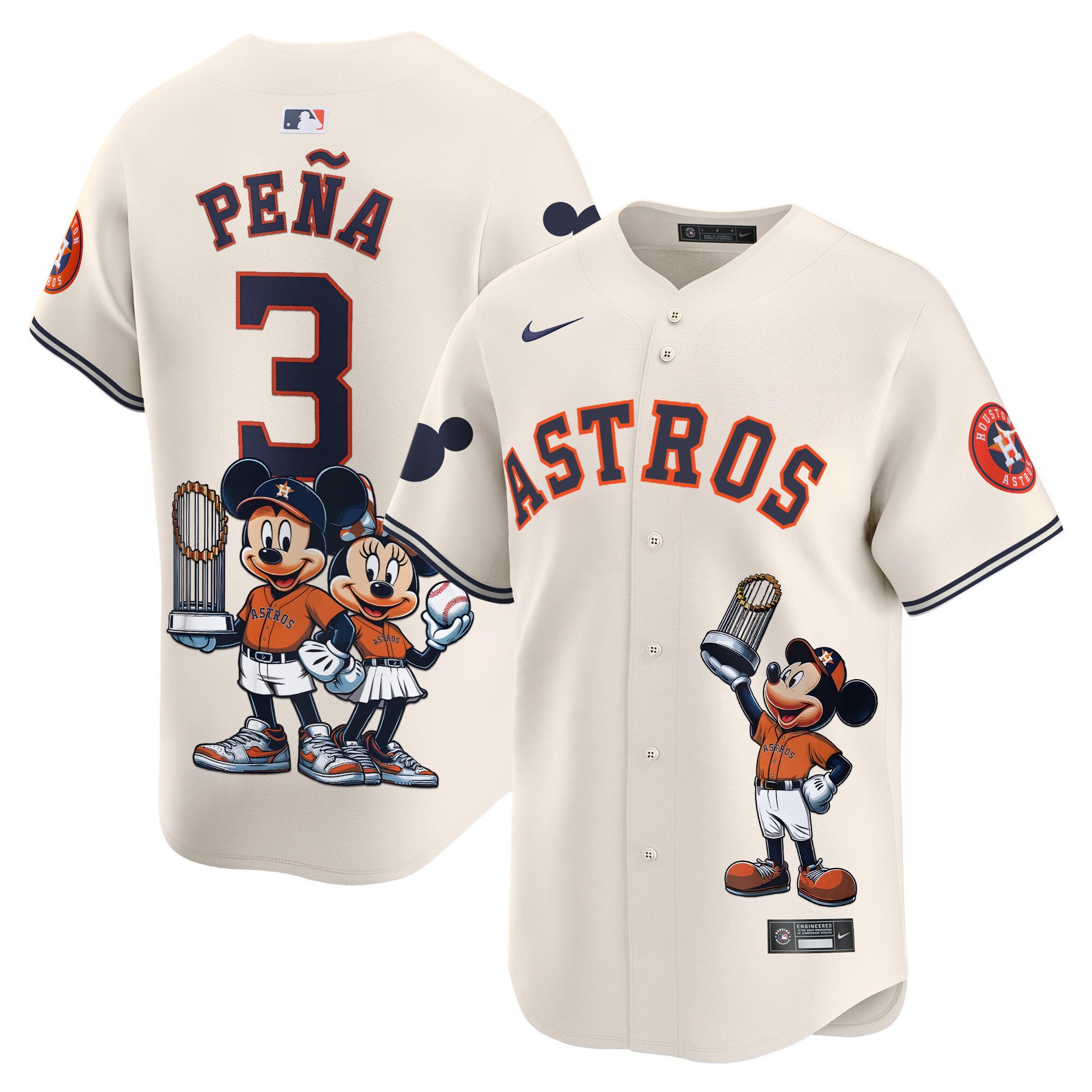 Jeremy PenaUnisex Houston Astros Mickey Houston Vapor Premier Limited Cream Jersey - Printed