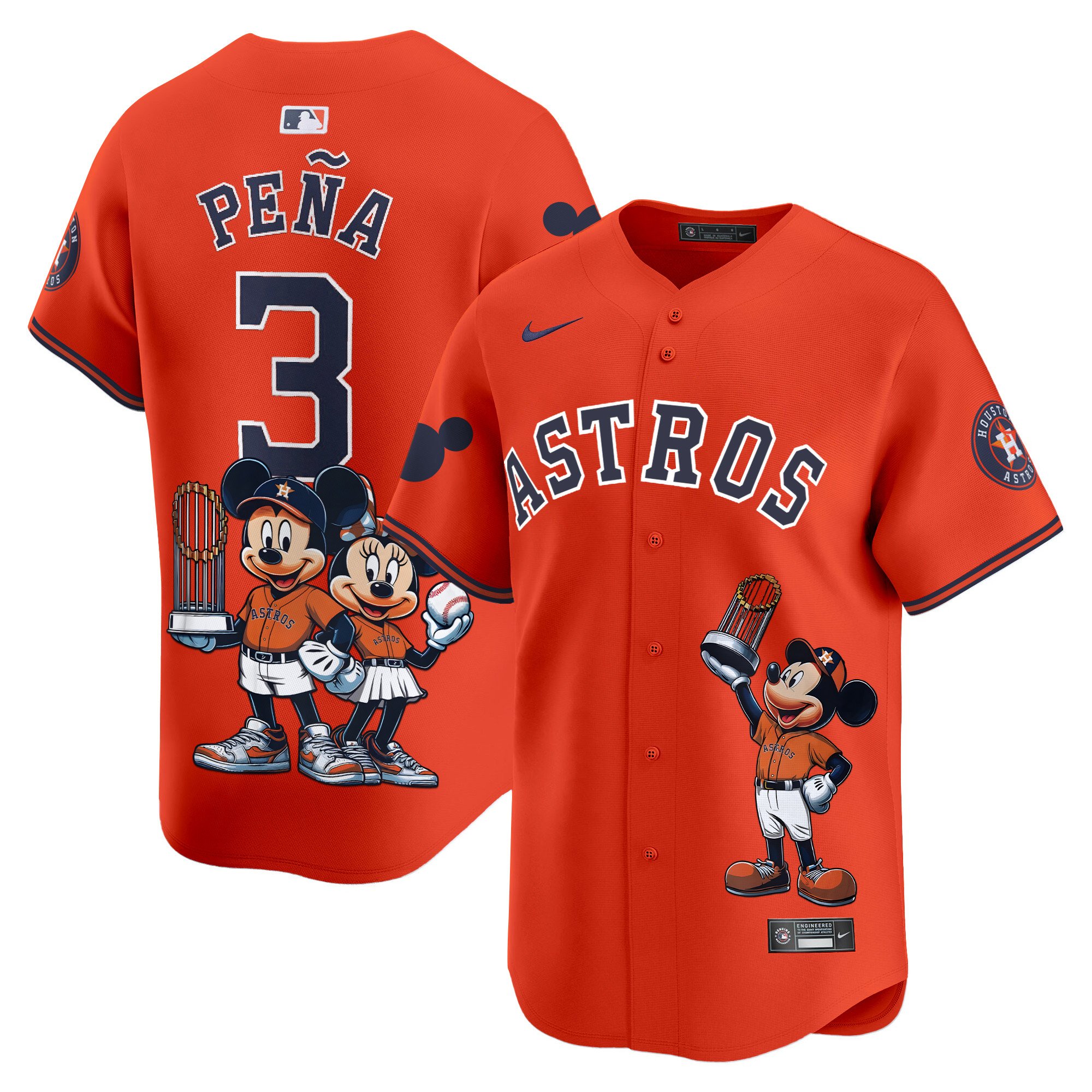 Jeremy PenaUnisex Houston Astros Mickey Houston Vapor Premier Limited Orange Jersey - Printed