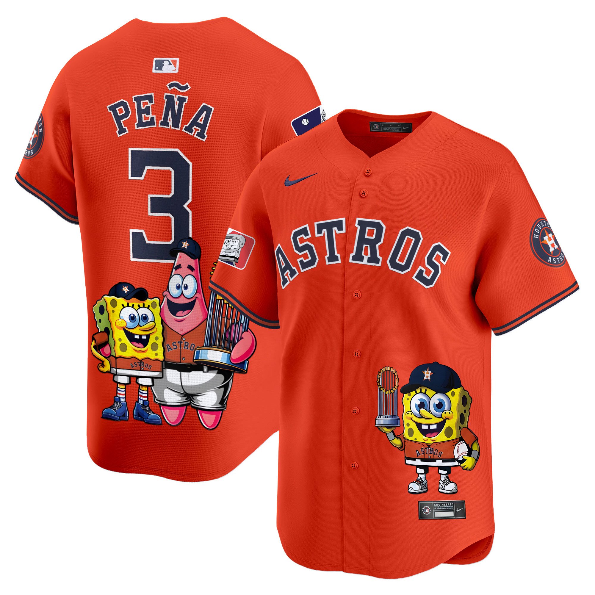 Jeremy PenaUnisex Houston Astros SpongeBob SquarePants Vapor Premier Limited Orange Jersey - Printed