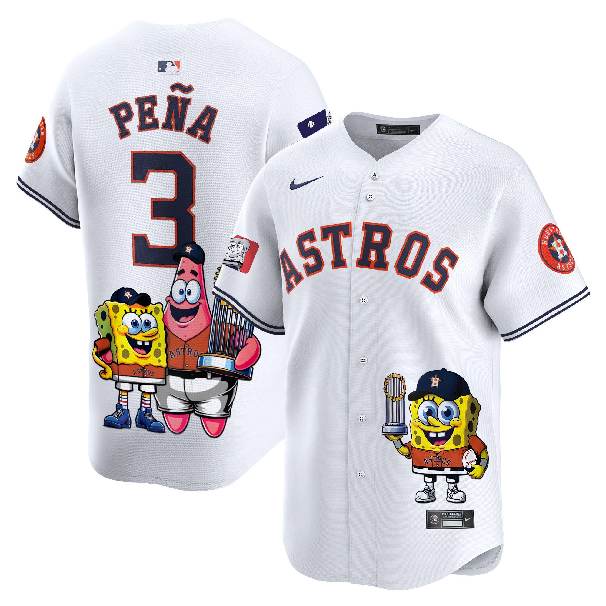 Jeremy PenaUnisex Houston Astros SpongeBob SquarePants Vapor Premier Limited White Jersey - Printed