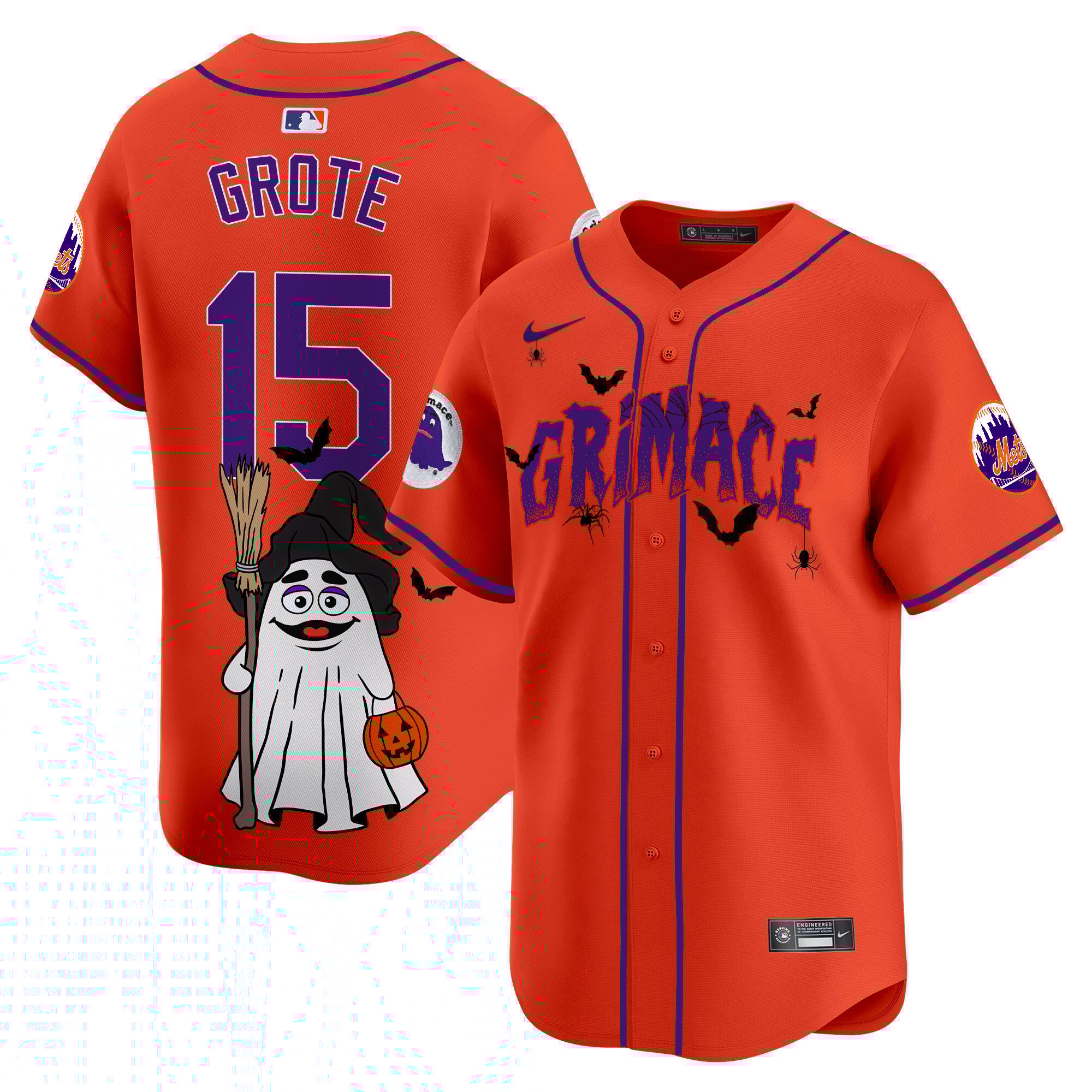 Jerry GroteUnisex New York Mets Grimace Halloween Vapor Premier Limited Orange Jersey- Printed