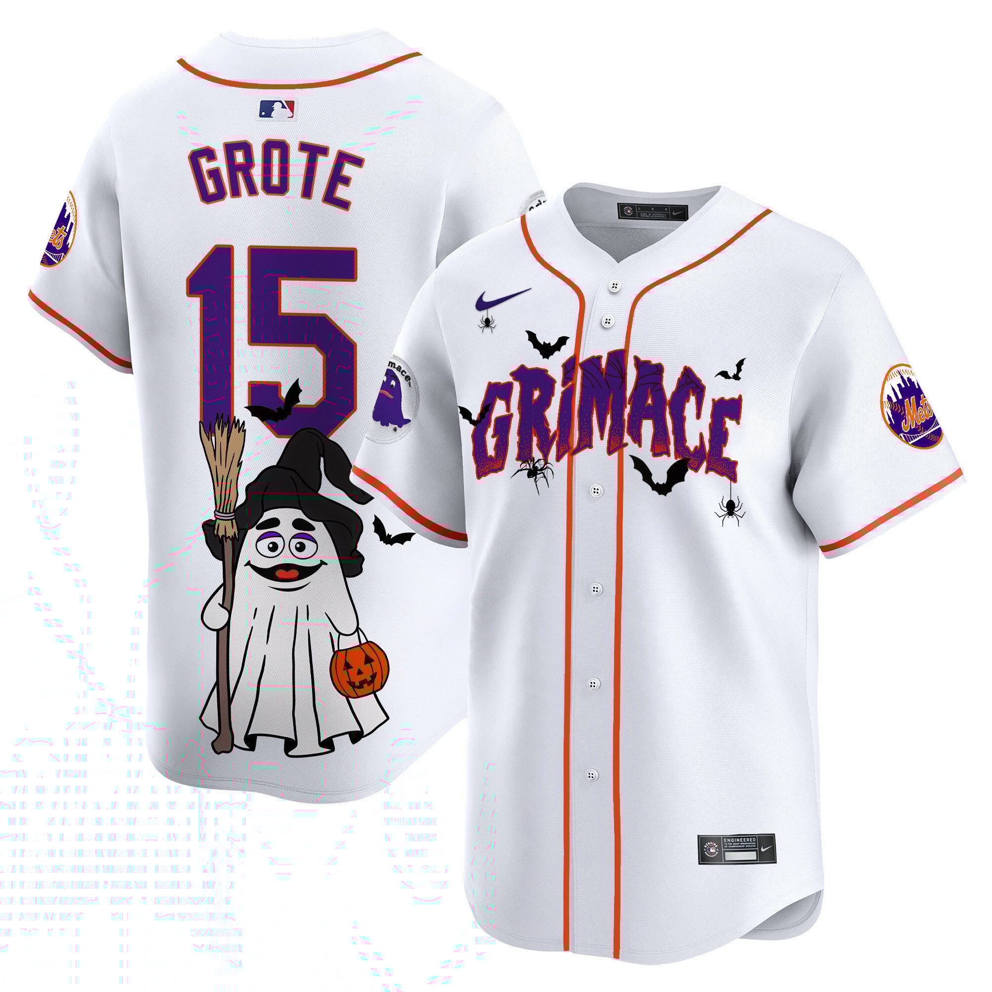 Jerry GroteUnisex New York Mets Grimace Halloween Vapor Premier Limited White Jersey- Printed