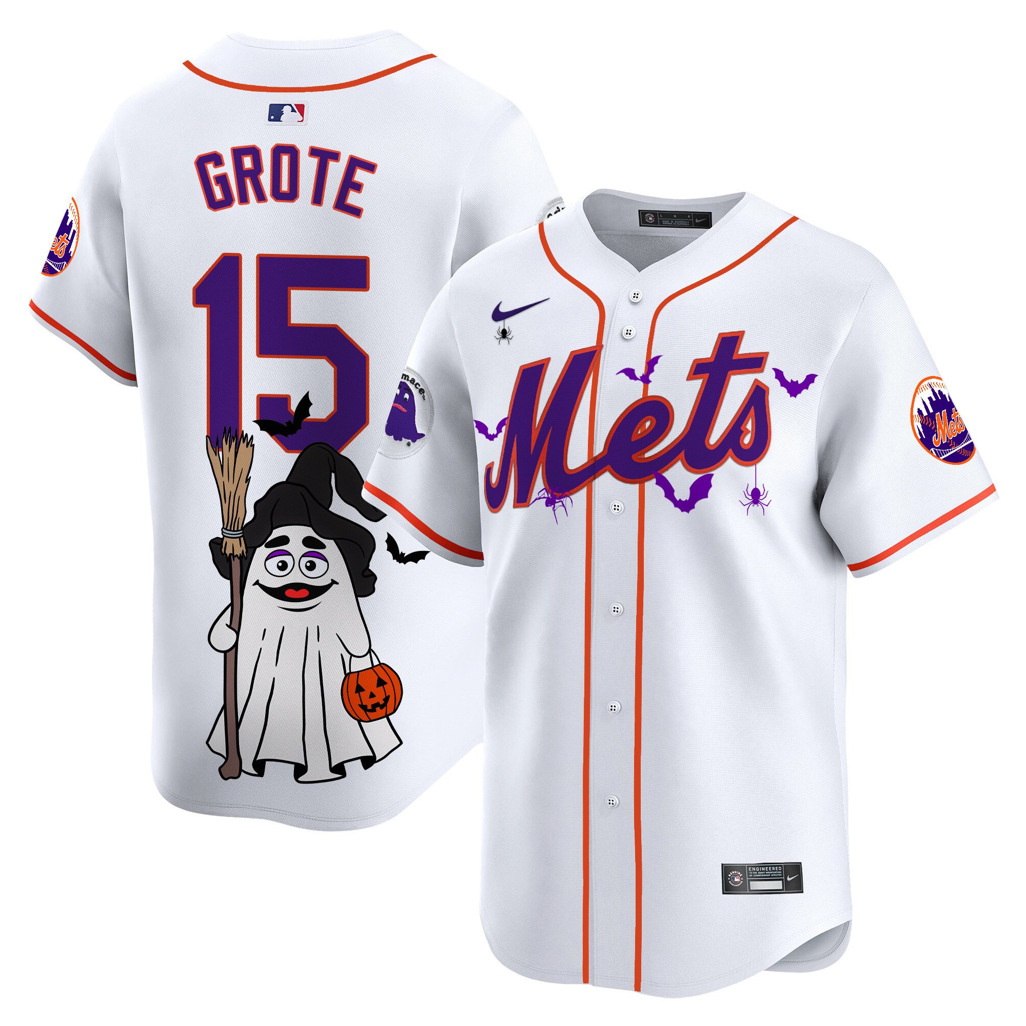 Jerry GroteUnisex New York Mets Grimace Halloween Vapor Premier Limited White Jersey V2- Printed