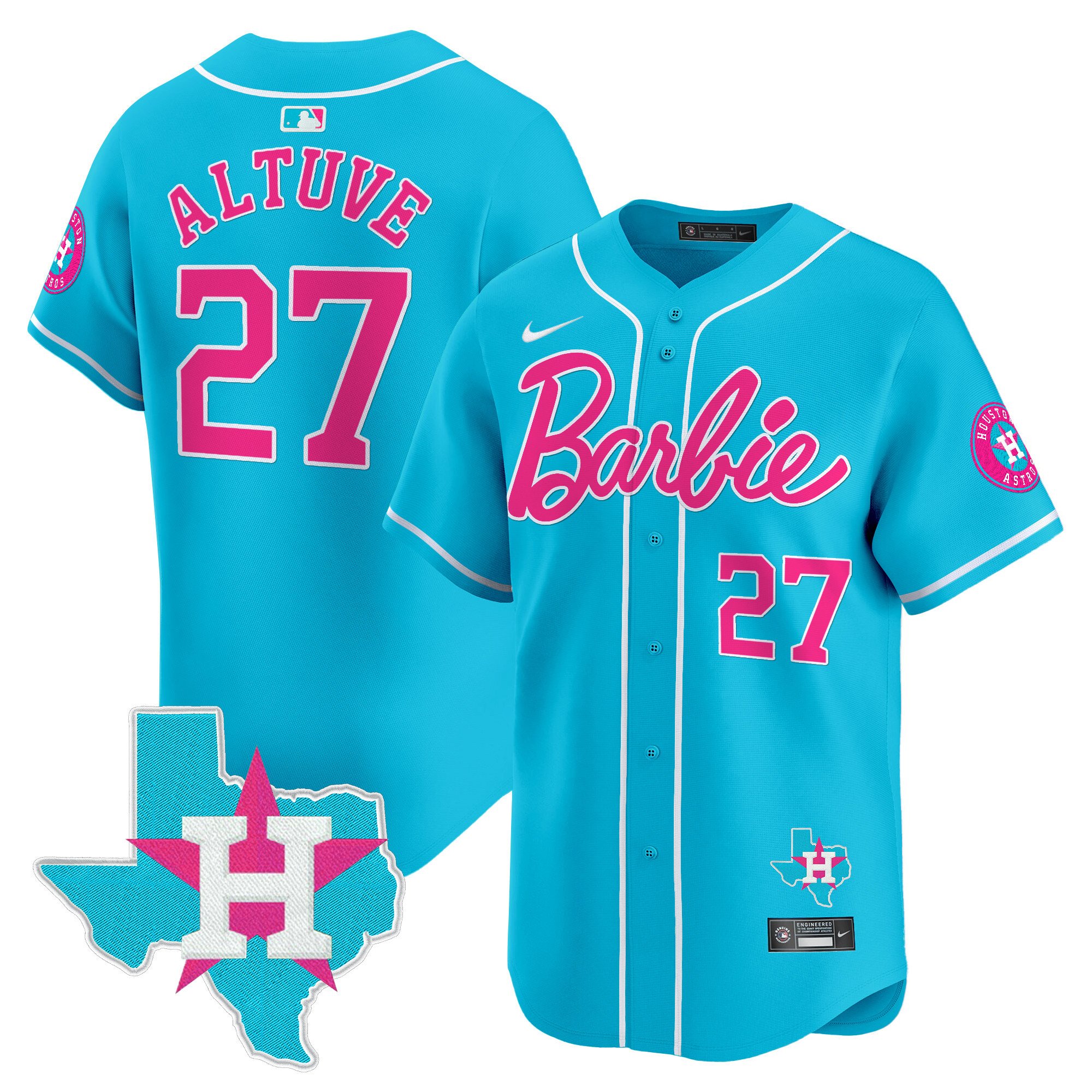 JosÃˆ AltuveUnisex Houston Astros Barbie Vapor Premier Limited Light Blue Jersey - All Stitched