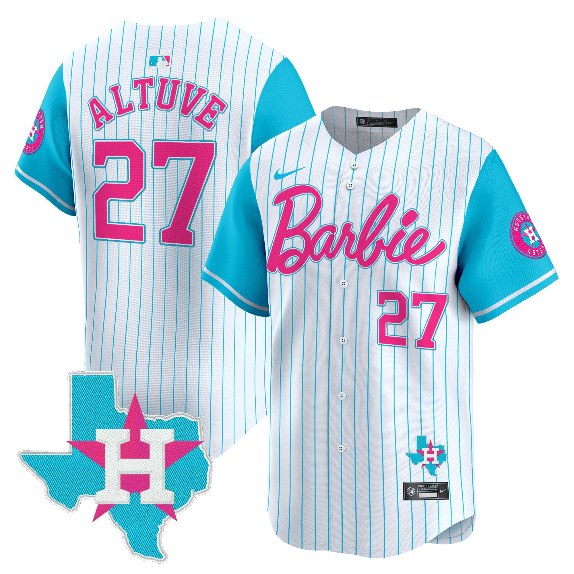 JosÃˆ AltuveUnisex Houston Astros Barbie Vapor Premier Limited Pinstripe Jersey - All Stitched