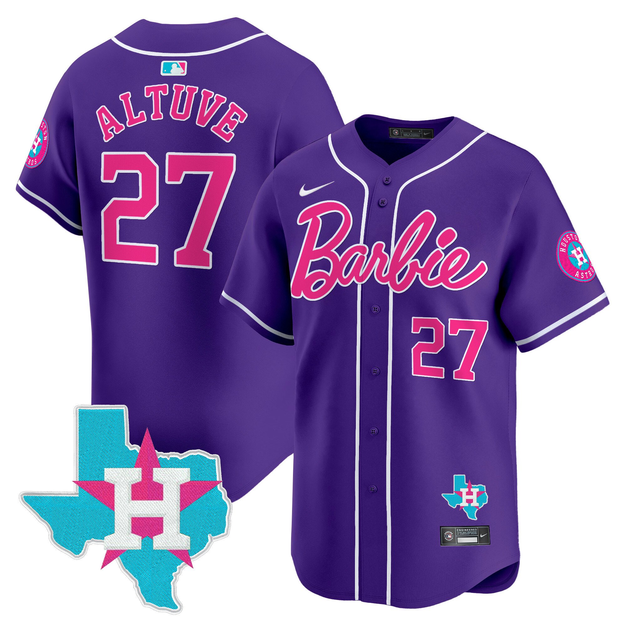 JosÃˆ AltuveUnisex Houston Astros Barbie Vapor Premier Limited Purple Jersey - All Stitched