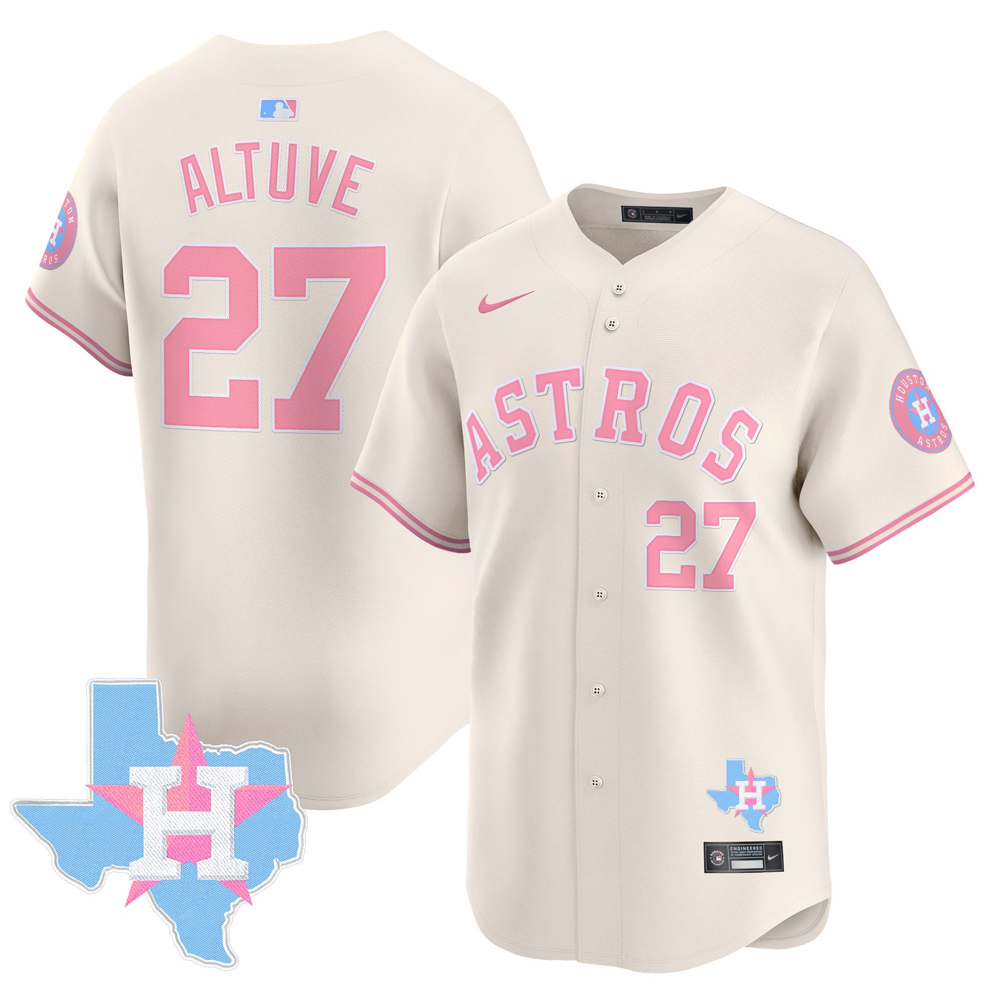 JosÃˆ AltuveUnisex Houston Astros Bubblegum Pink Vapor Premier Limited Cream Jersey - All Stitched