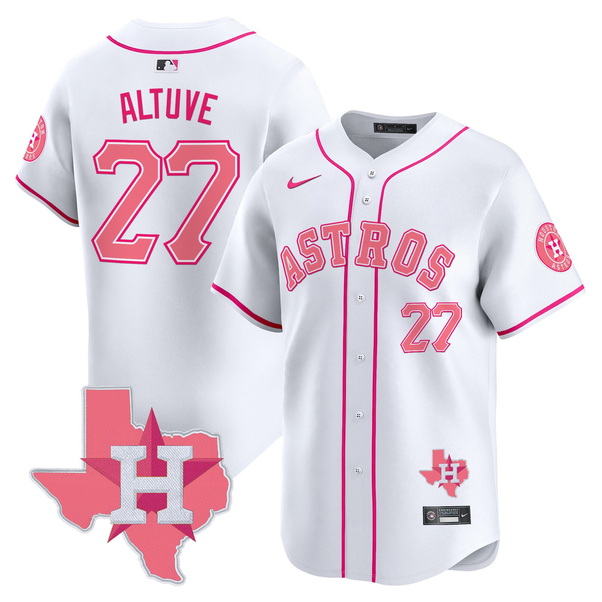 JosÃˆ AltuveUnisex Houston Astros Bubblegum Pink Vapor Premier Limited White Jersey V2 - All Stitched