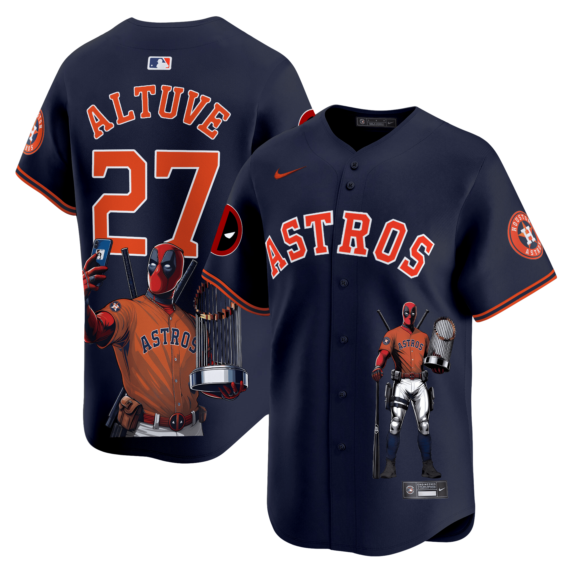 JosÃˆ AltuveUnisex Houston Astros Deadpool Vapor Premier Limited Navy Jersey - Printed