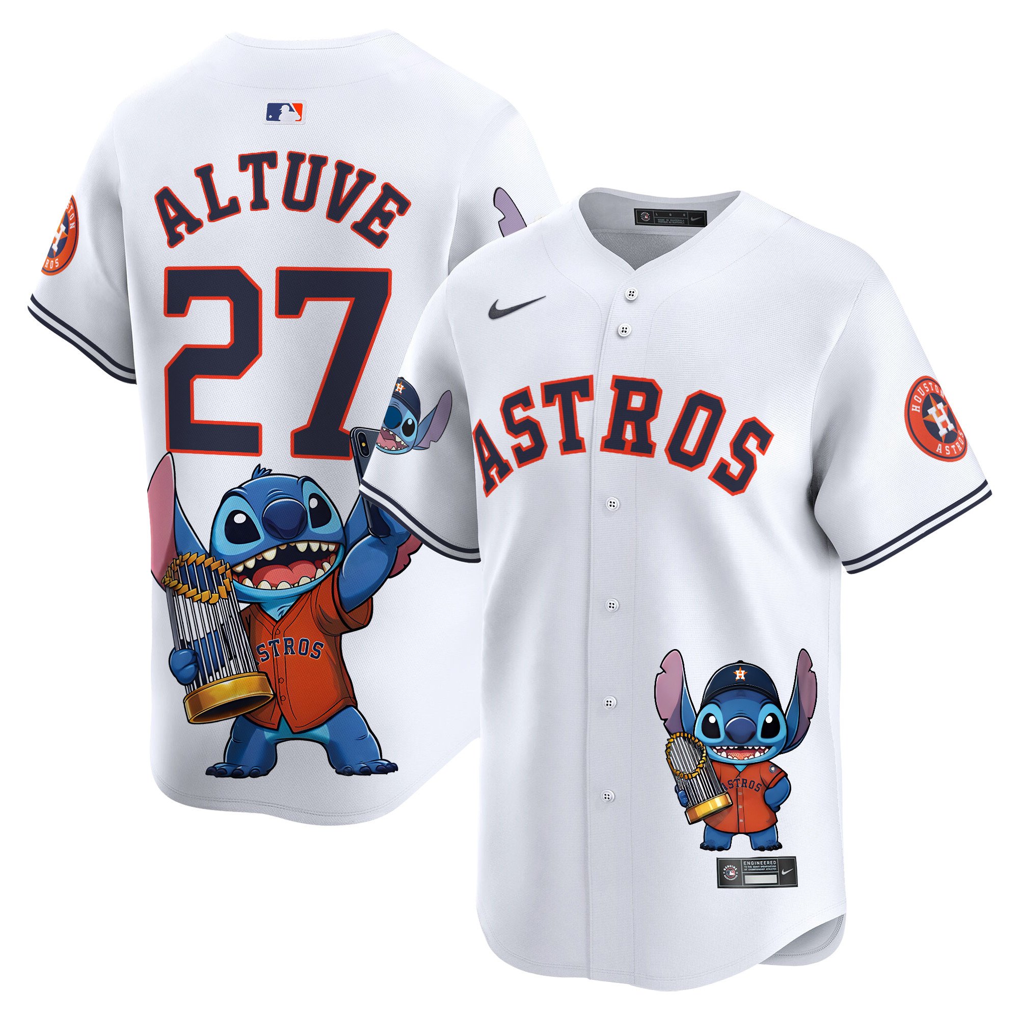 JosÃˆ AltuveUnisex Houston Astros Lilo And Stitch Vapor Premier Limited White Jersey - Printed