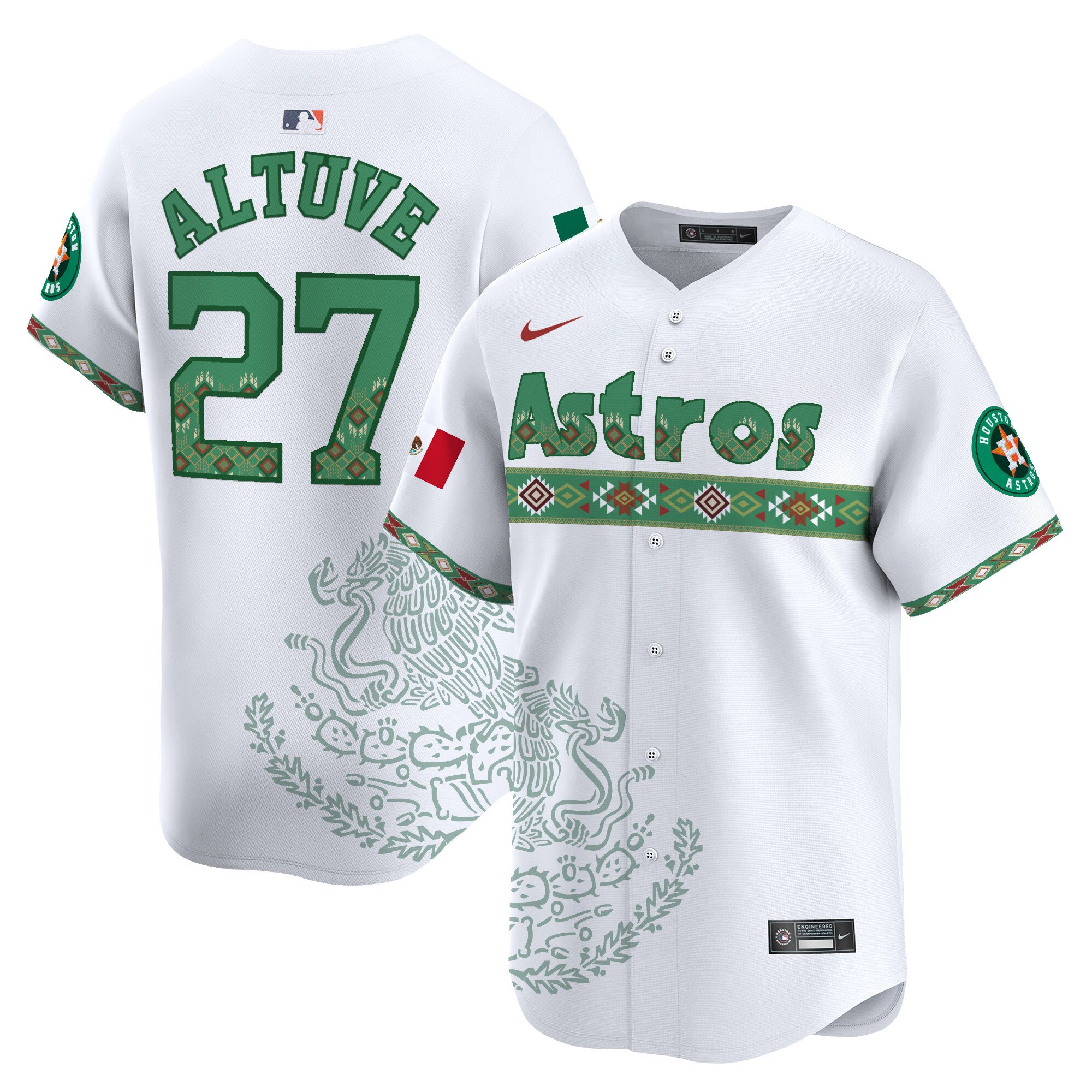 JosÃˆ AltuveUnisex Houston Astros Mexico Vapor Premier Limited White Jersey - Printed