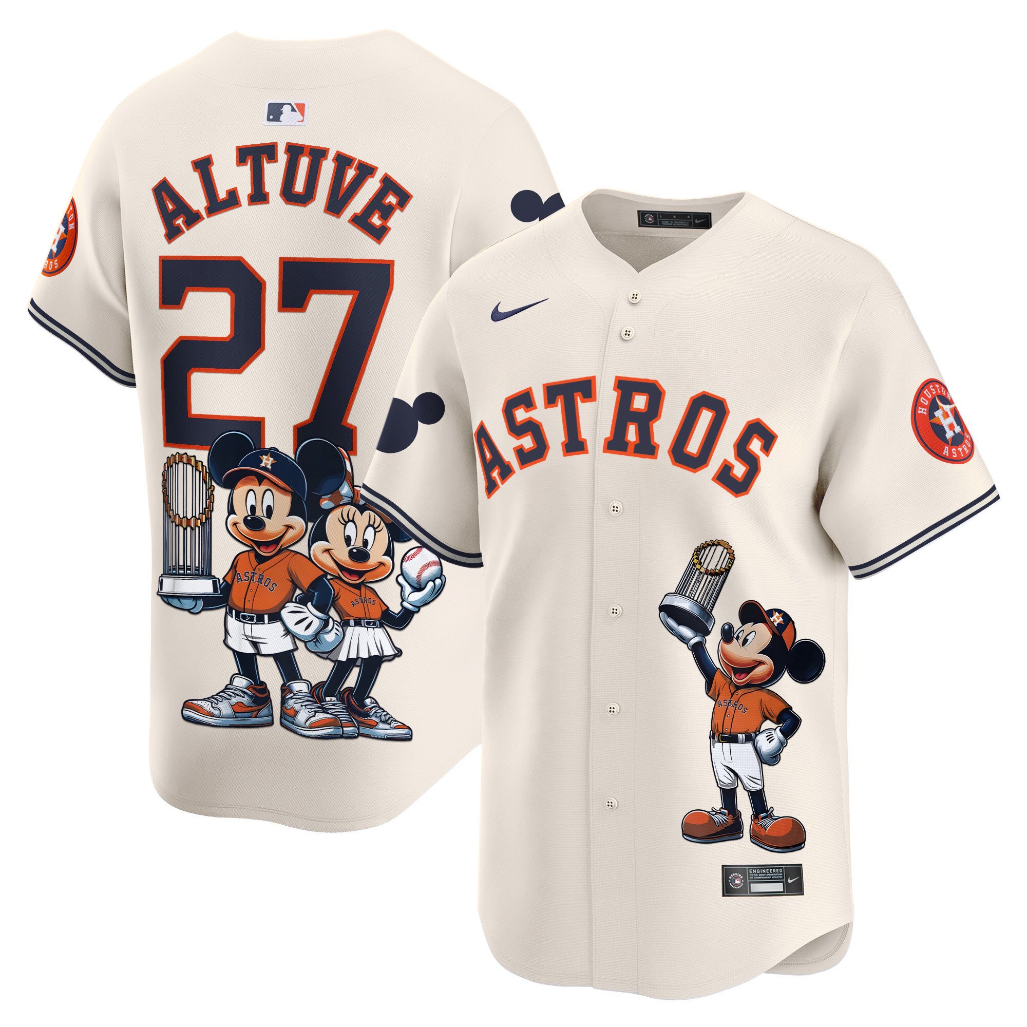 JosÃˆ AltuveUnisex Houston Astros Mickey Houston Vapor Premier Limited Cream Jersey - Printed